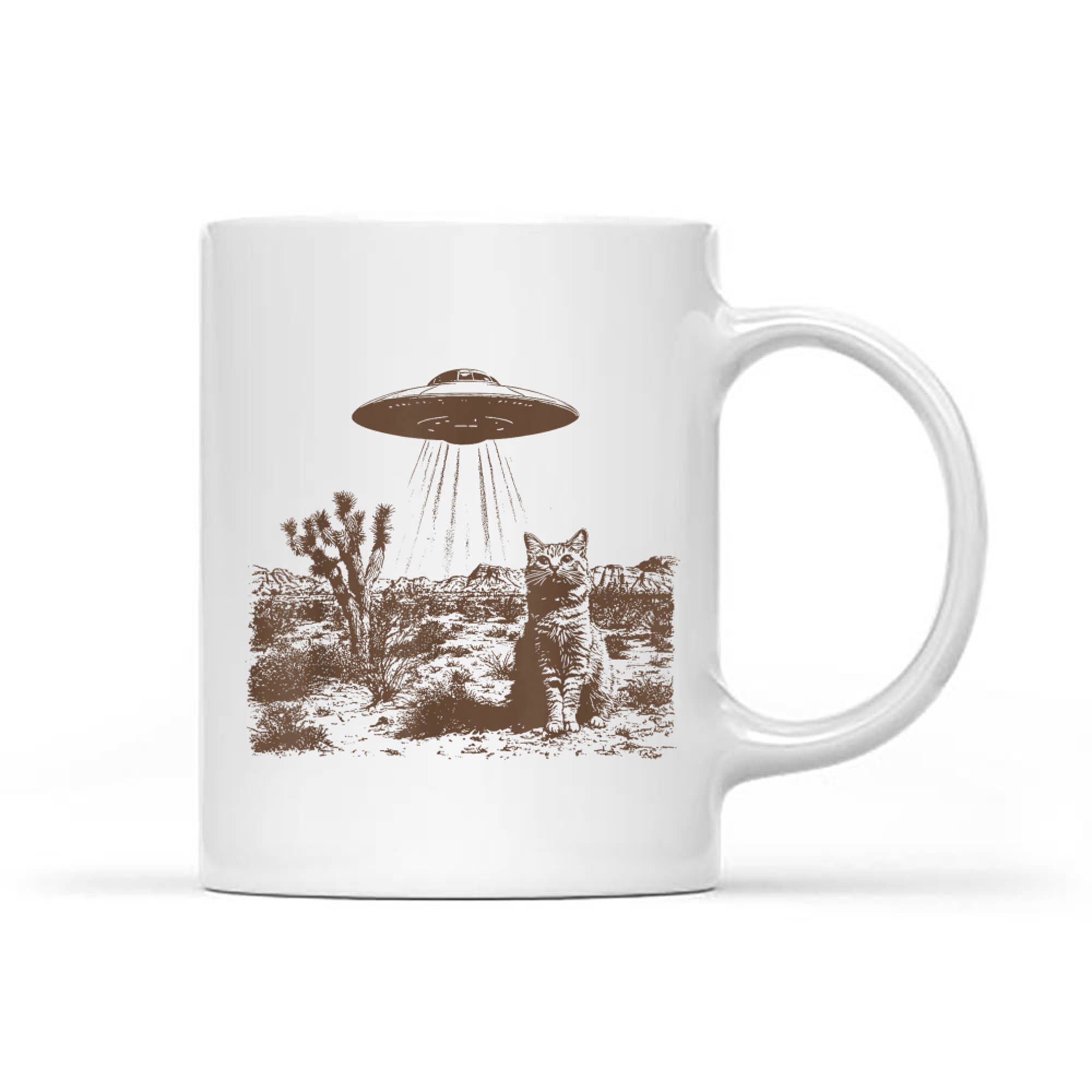 Retro 90s Western Vintage UFO Cowboy Cat Wild West Kitten Mug