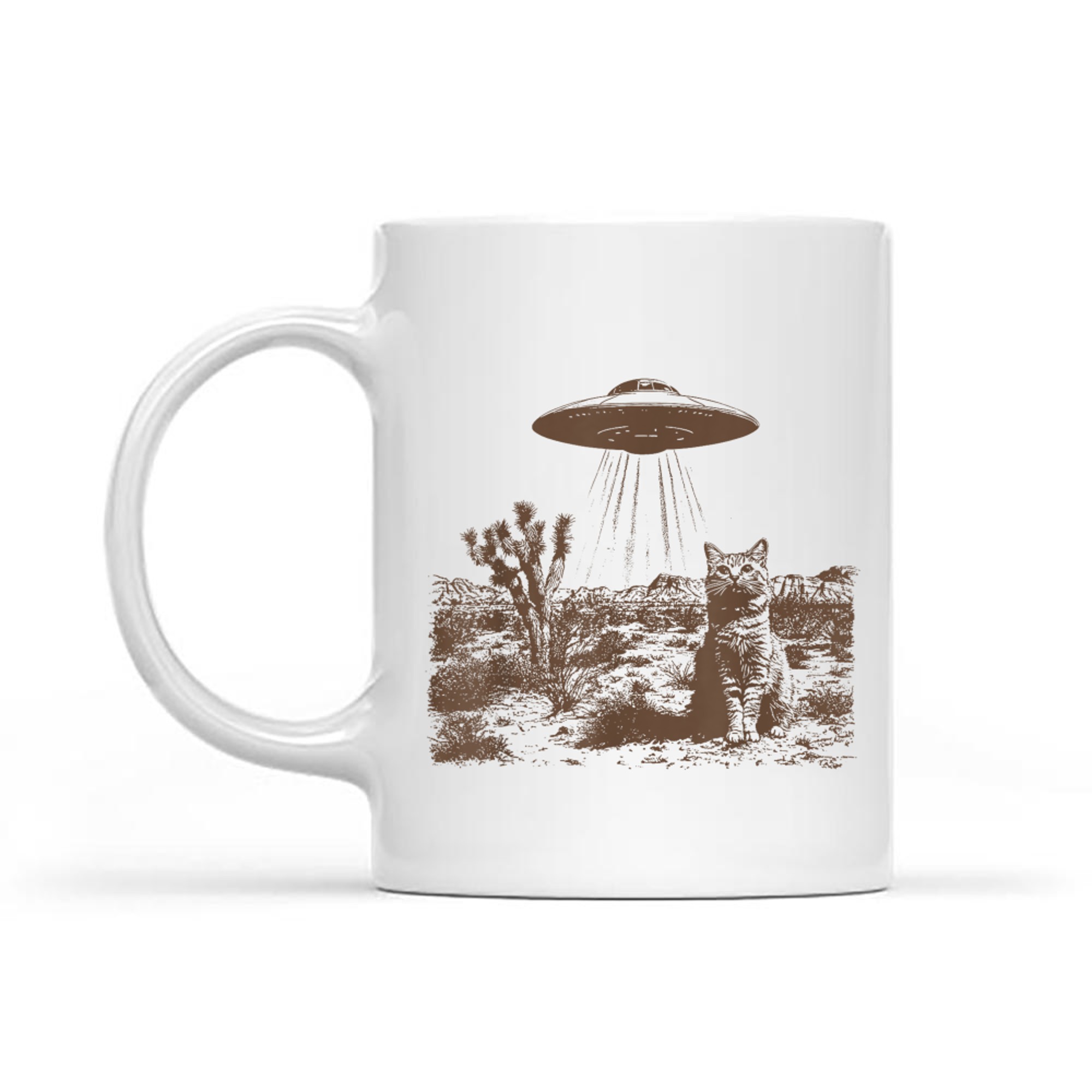 Retro 90s Western Vintage UFO Cowboy Cat Wild West Kitten Mug