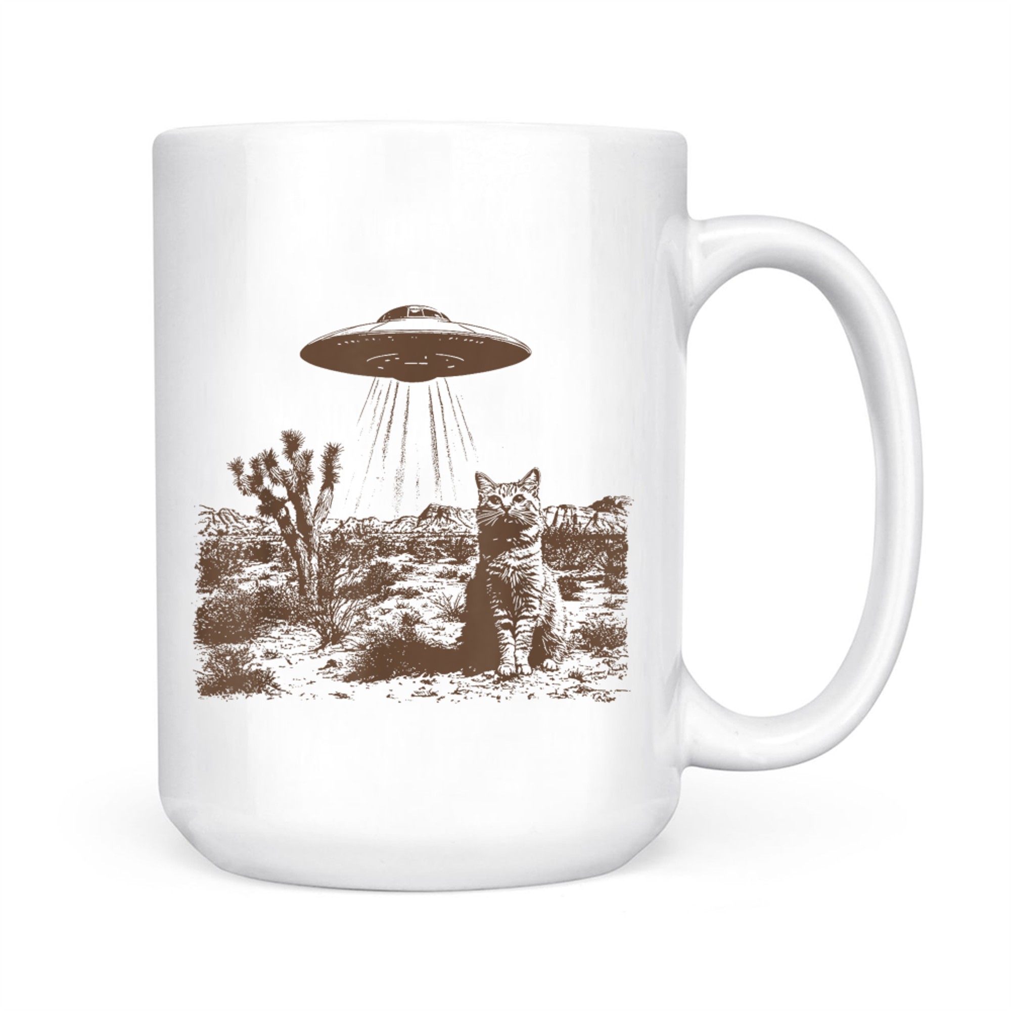 Retro 90s Western Vintage UFO Cowboy Cat Wild West Kitten Mug