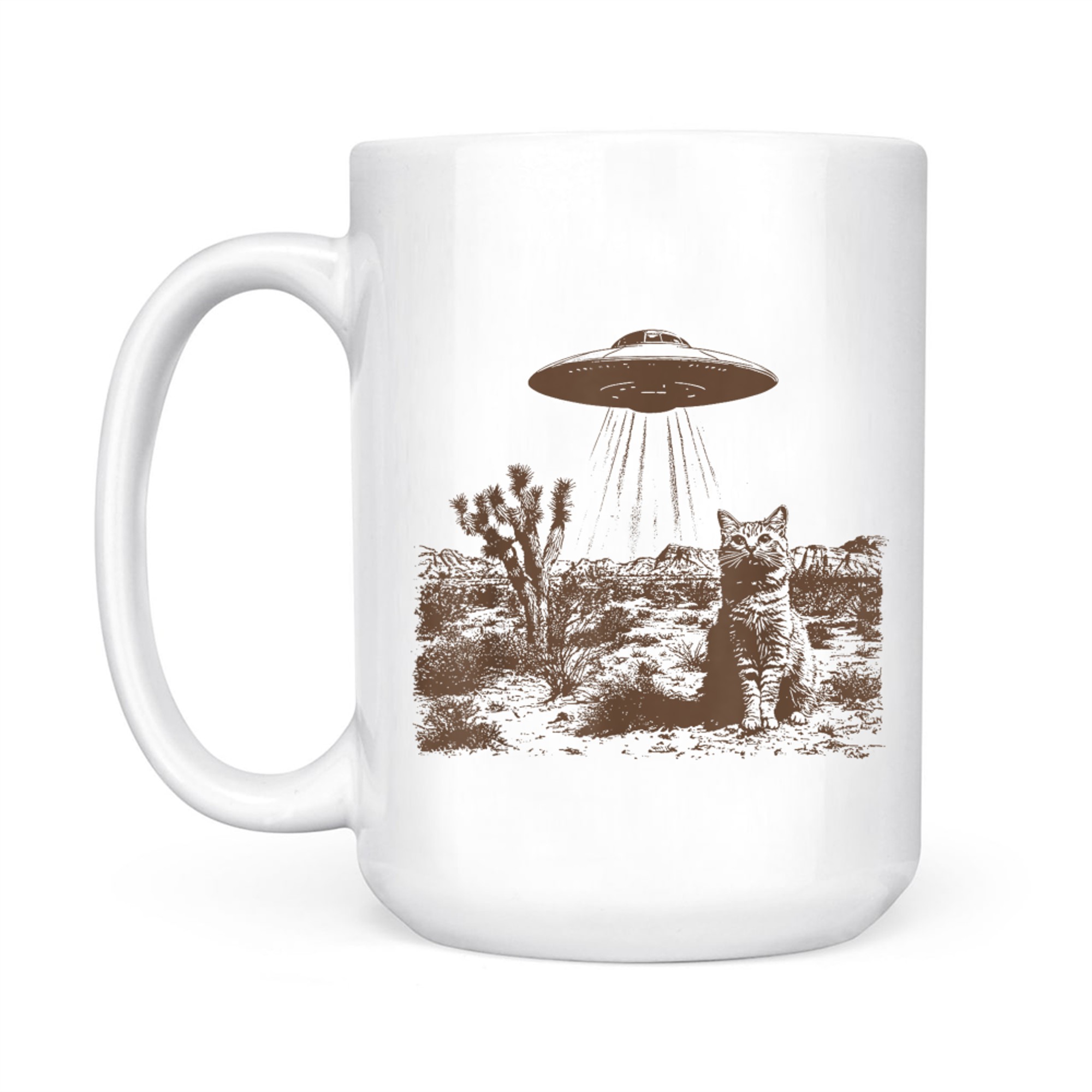 Retro 90s Western Vintage UFO Cowboy Cat Wild West Kitten Mug