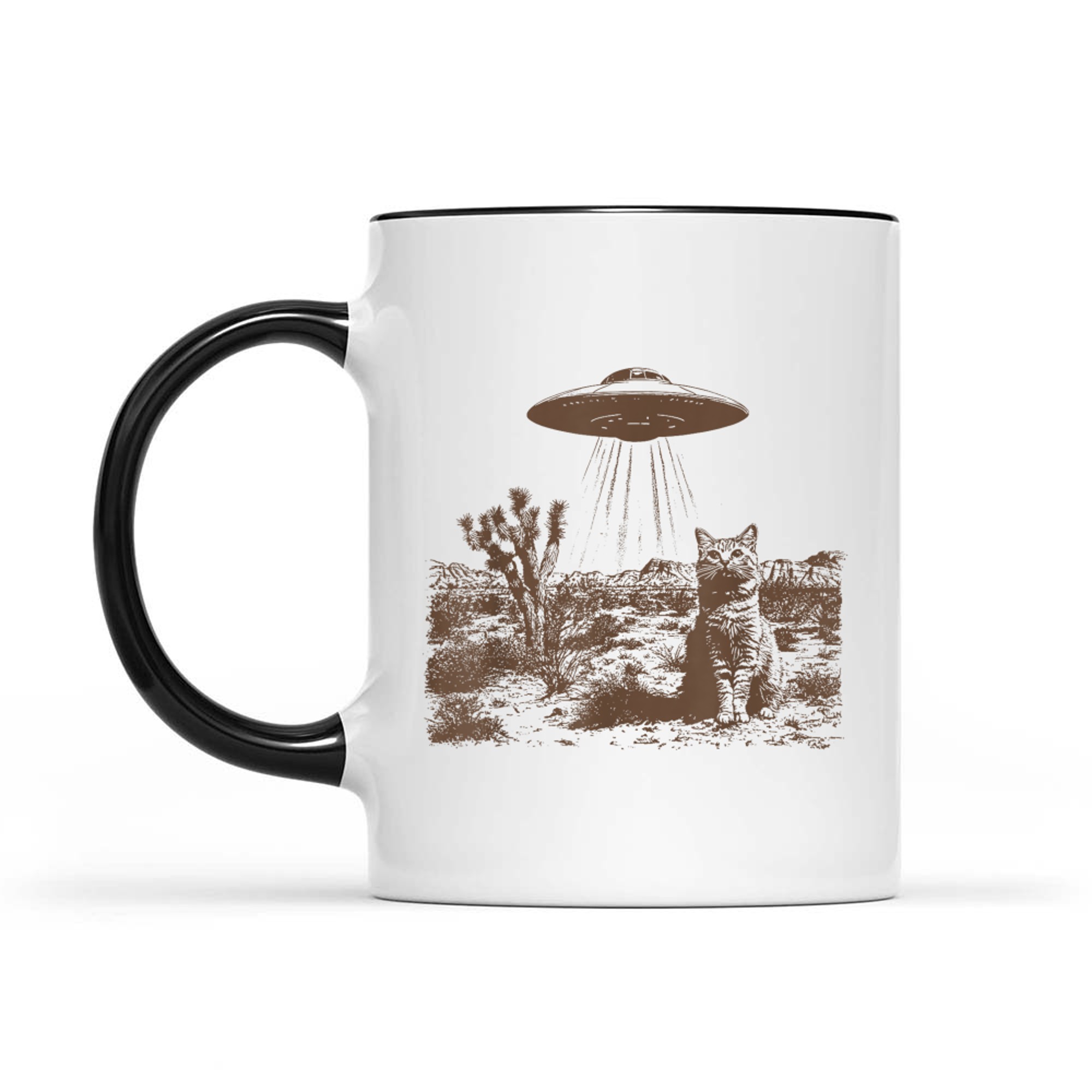 Retro 90s Western Vintage UFO Cowboy Cat Wild West Kitten Mug