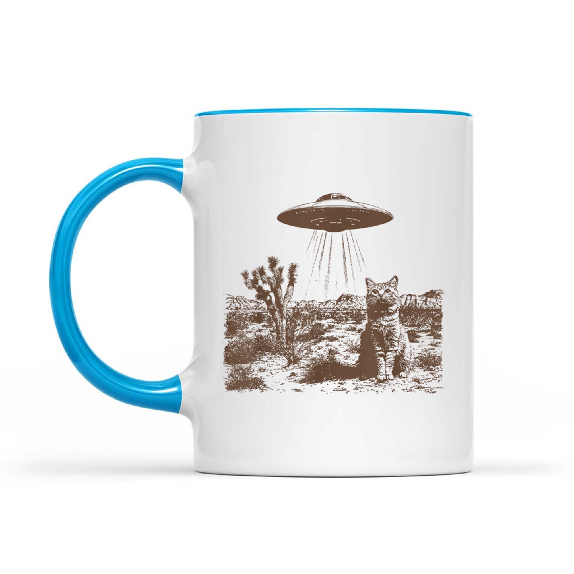 Retro 90s Western Vintage UFO Cowboy Cat Wild West Kitten Mug