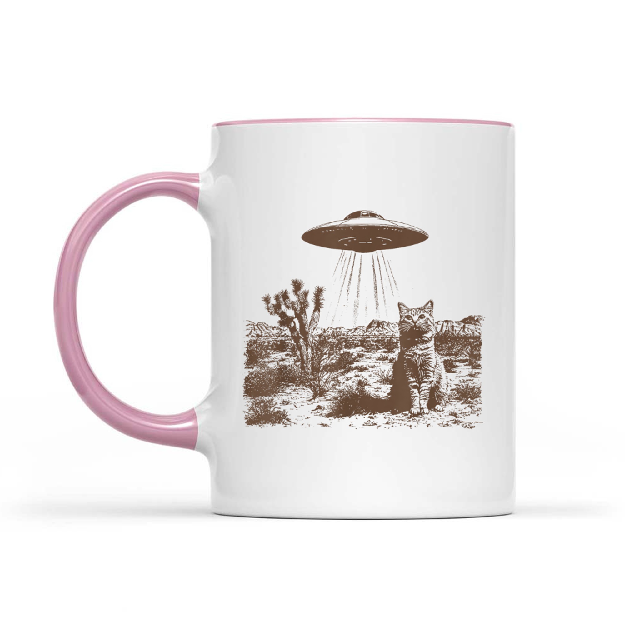 Retro 90s Western Vintage UFO Cowboy Cat Wild West Kitten Mug