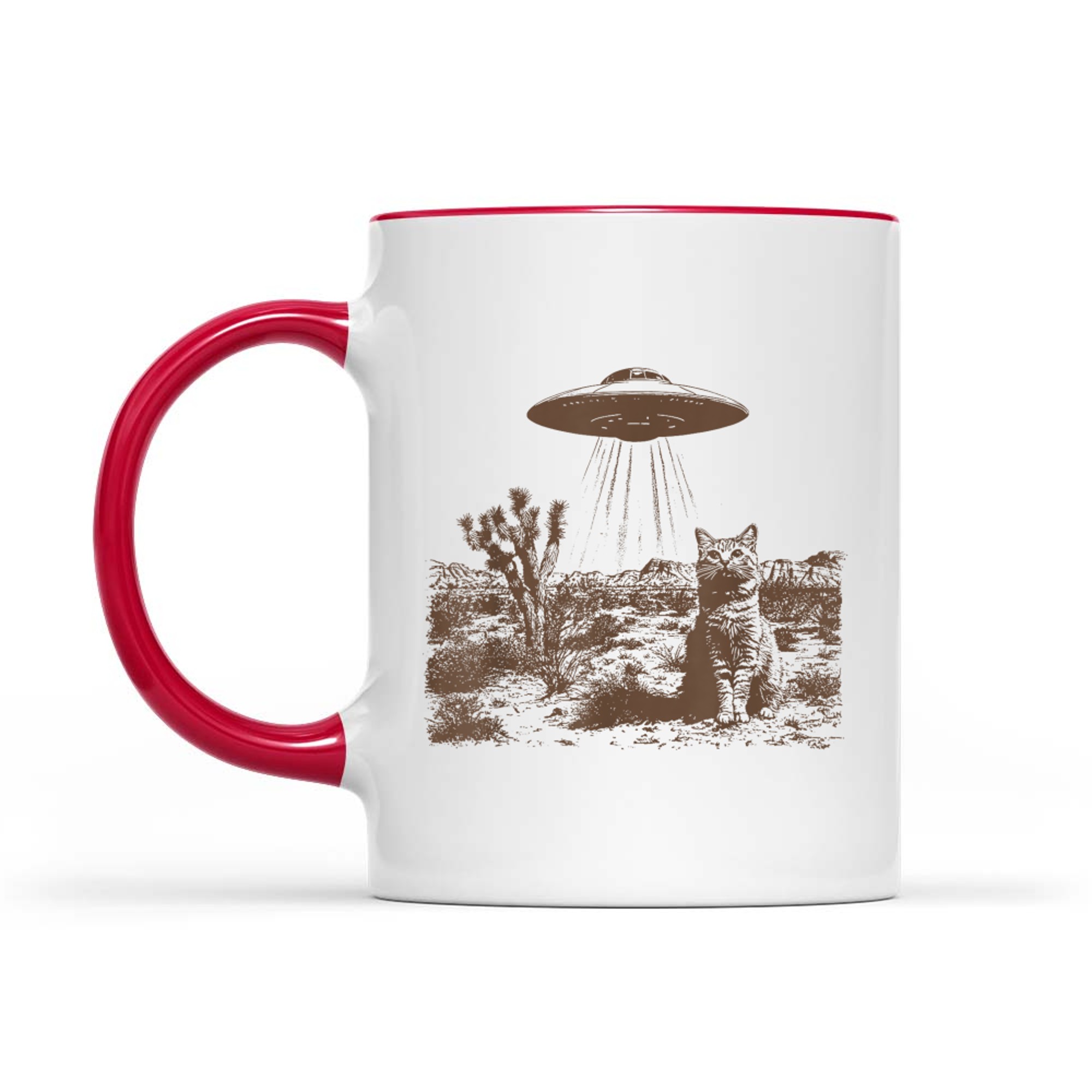 Retro 90s Western Vintage UFO Cowboy Cat Wild West Kitten Mug