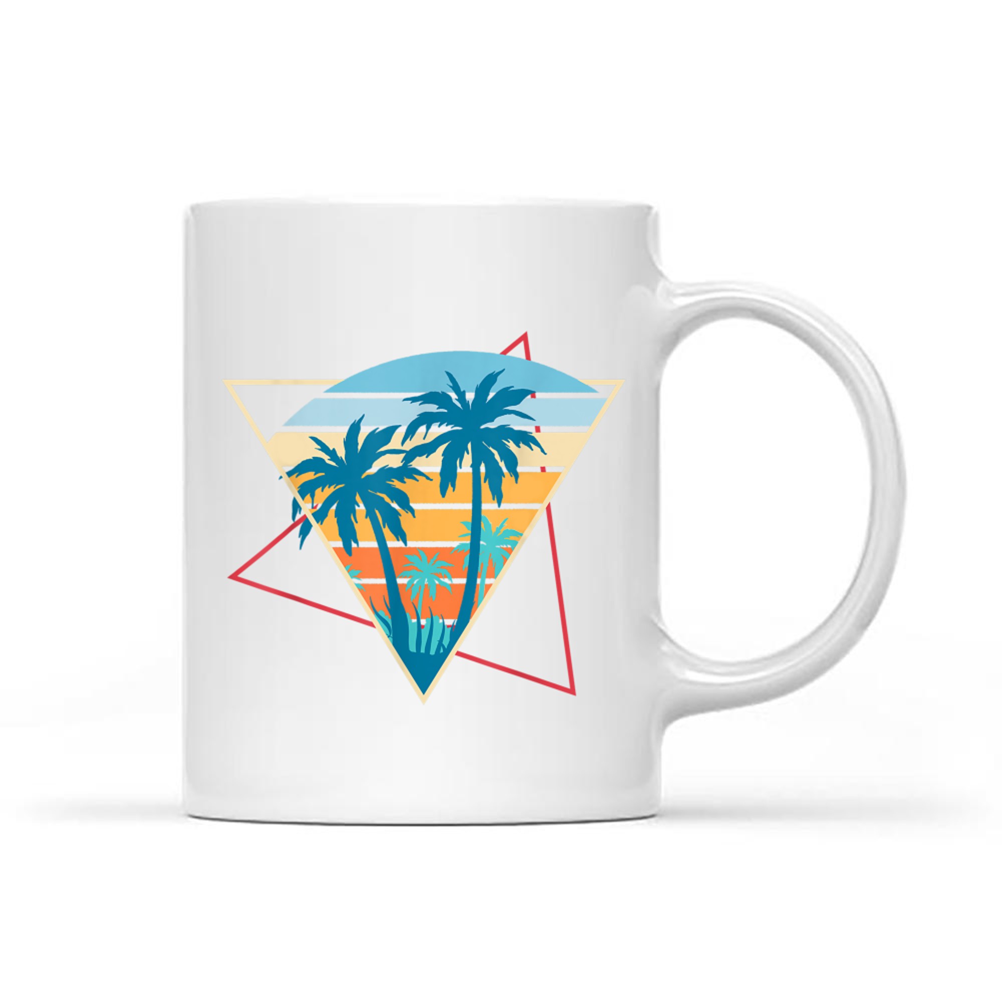 Retro Beach Sunset Vacation Palm Trees Tropical Summer Mug
