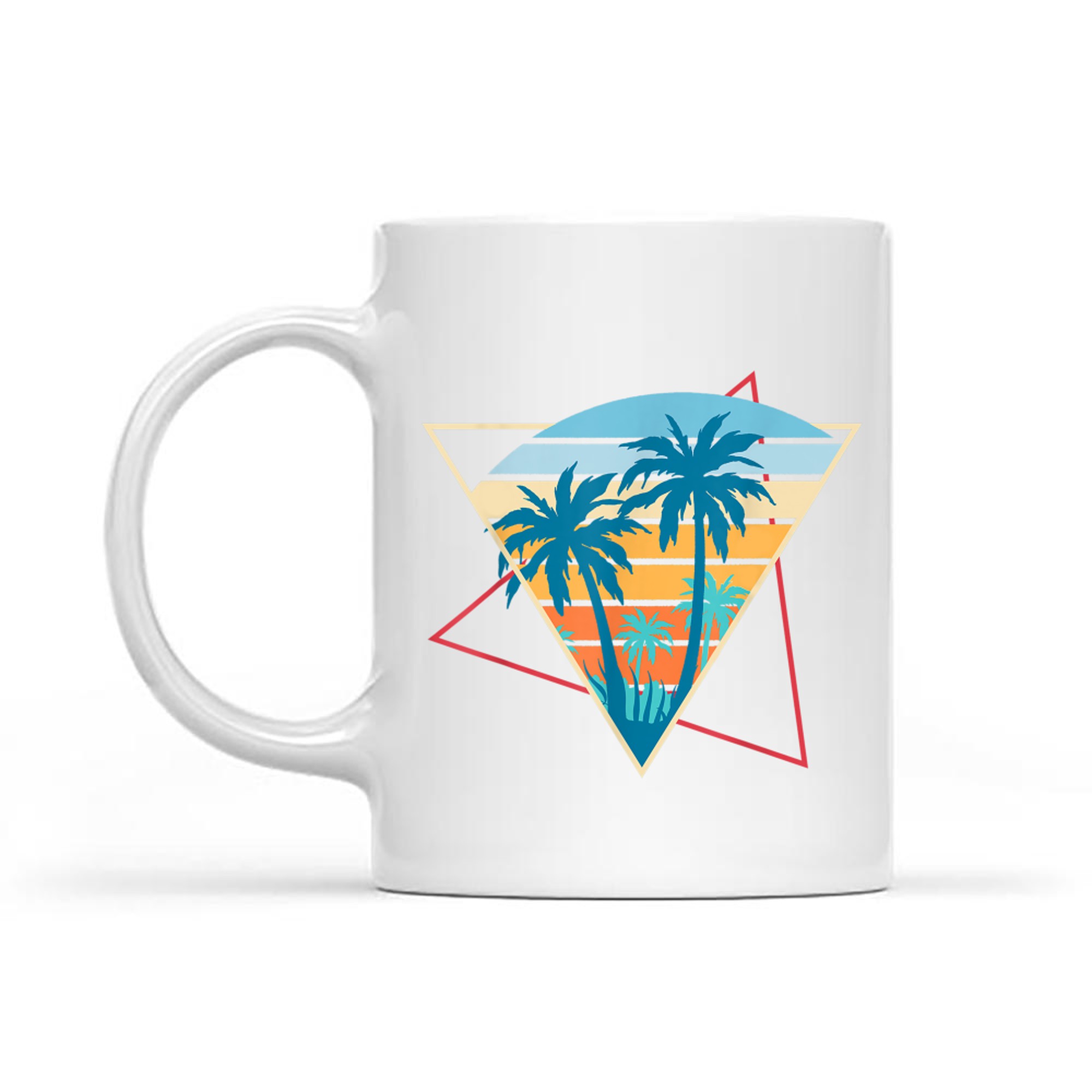 Retro Beach Sunset Vacation Palm Trees Tropical Summer Mug