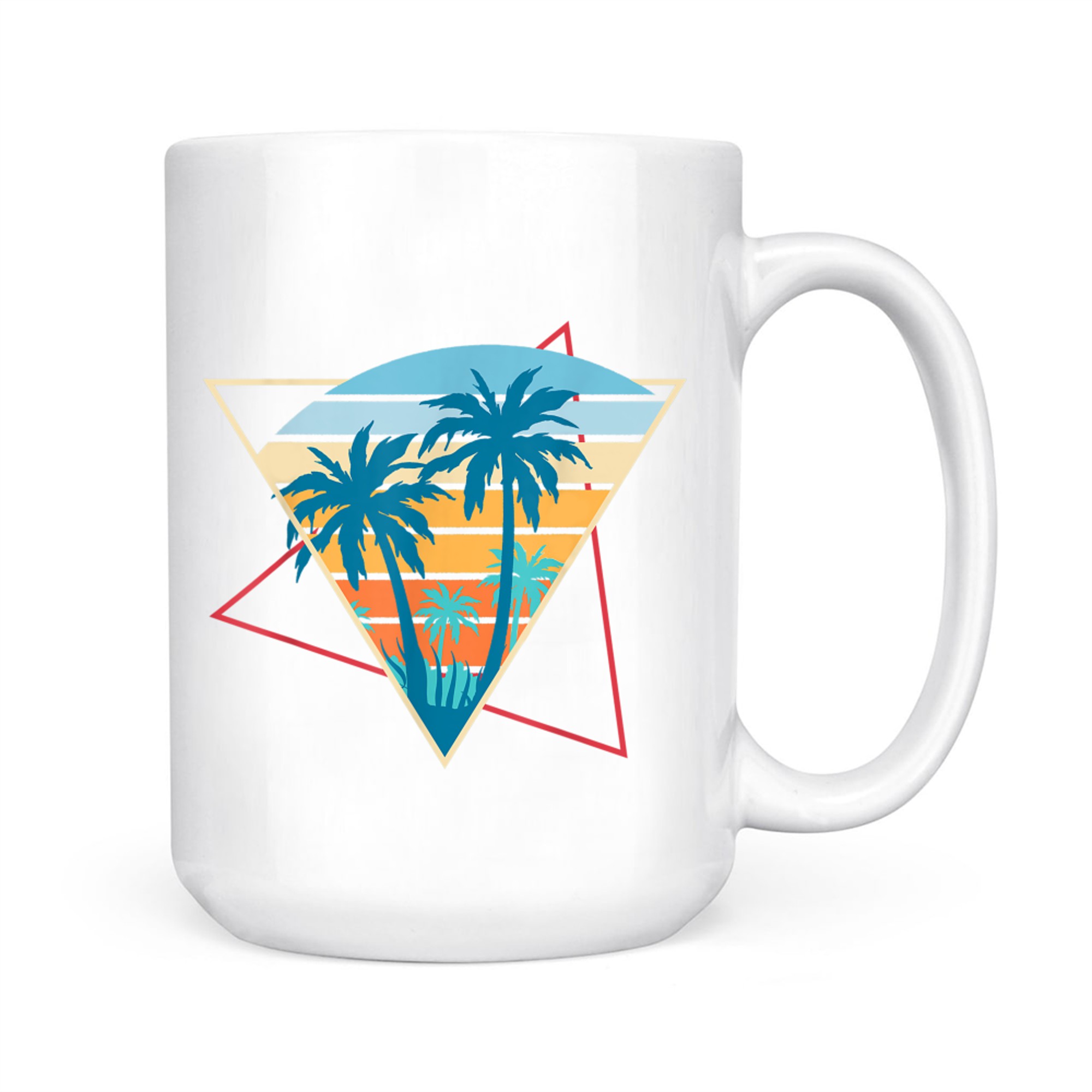 Retro Beach Sunset Vacation Palm Trees Tropical Summer Mug