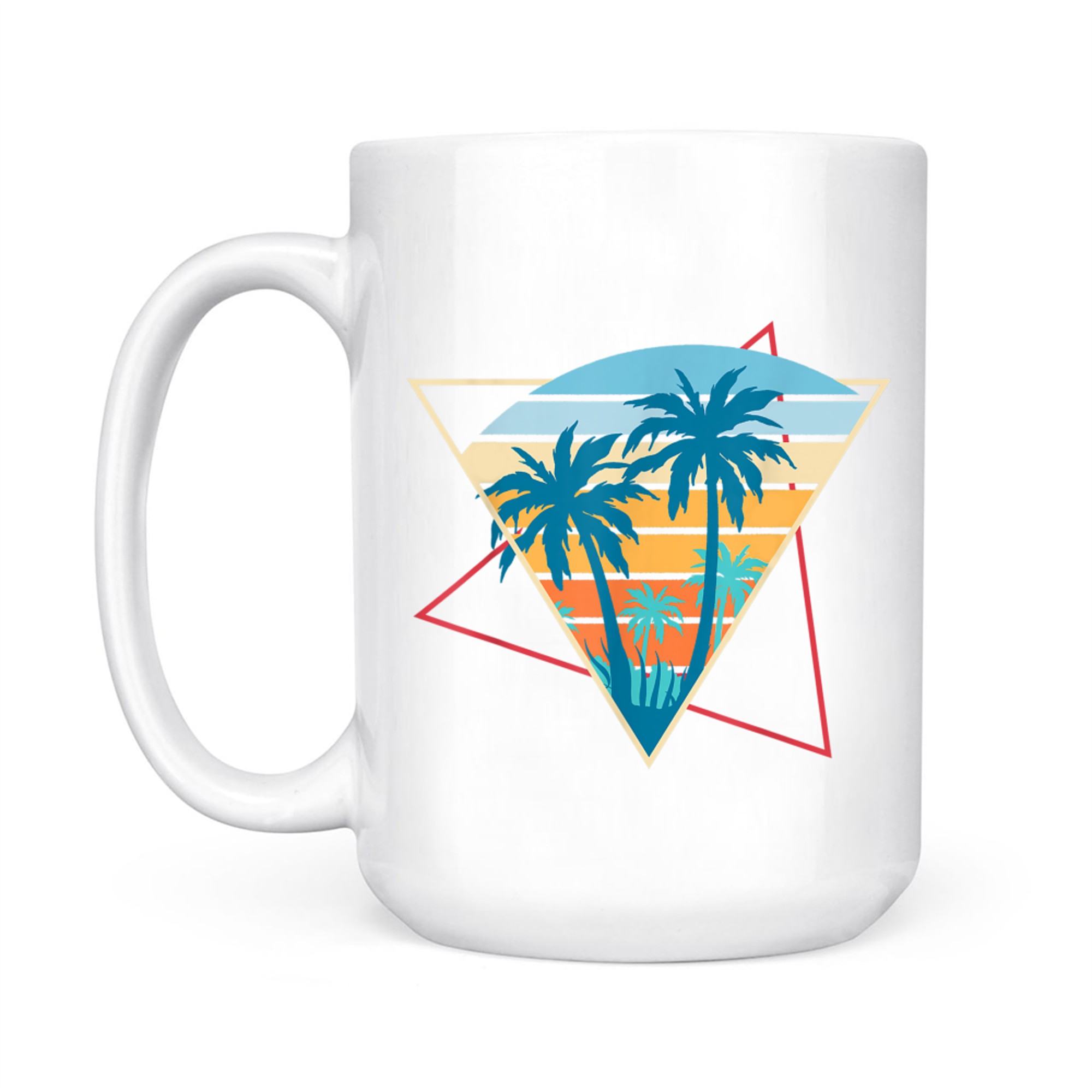 Retro Beach Sunset Vacation Palm Trees Tropical Summer Mug