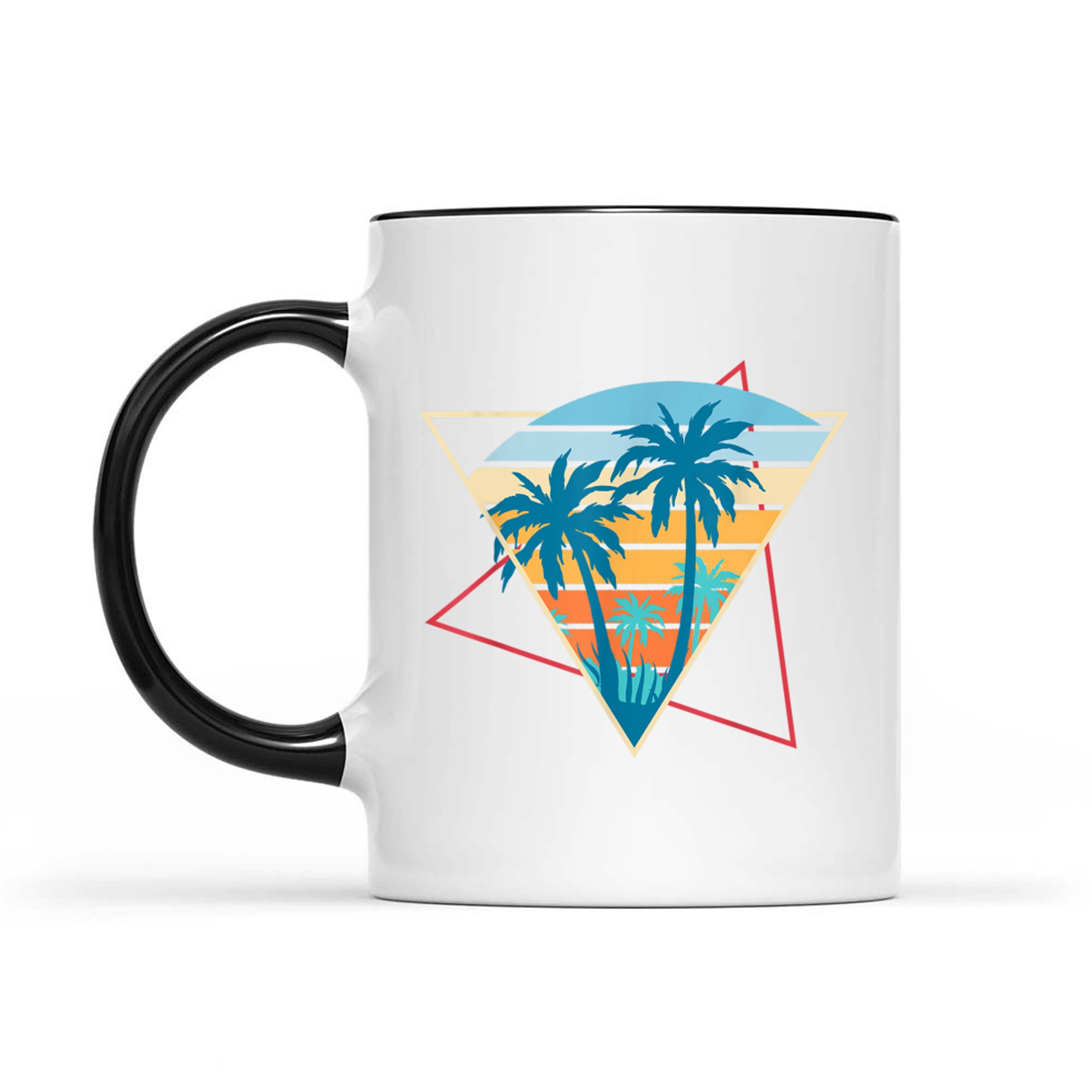 Retro Beach Sunset Vacation Palm Trees Tropical Summer Mug
