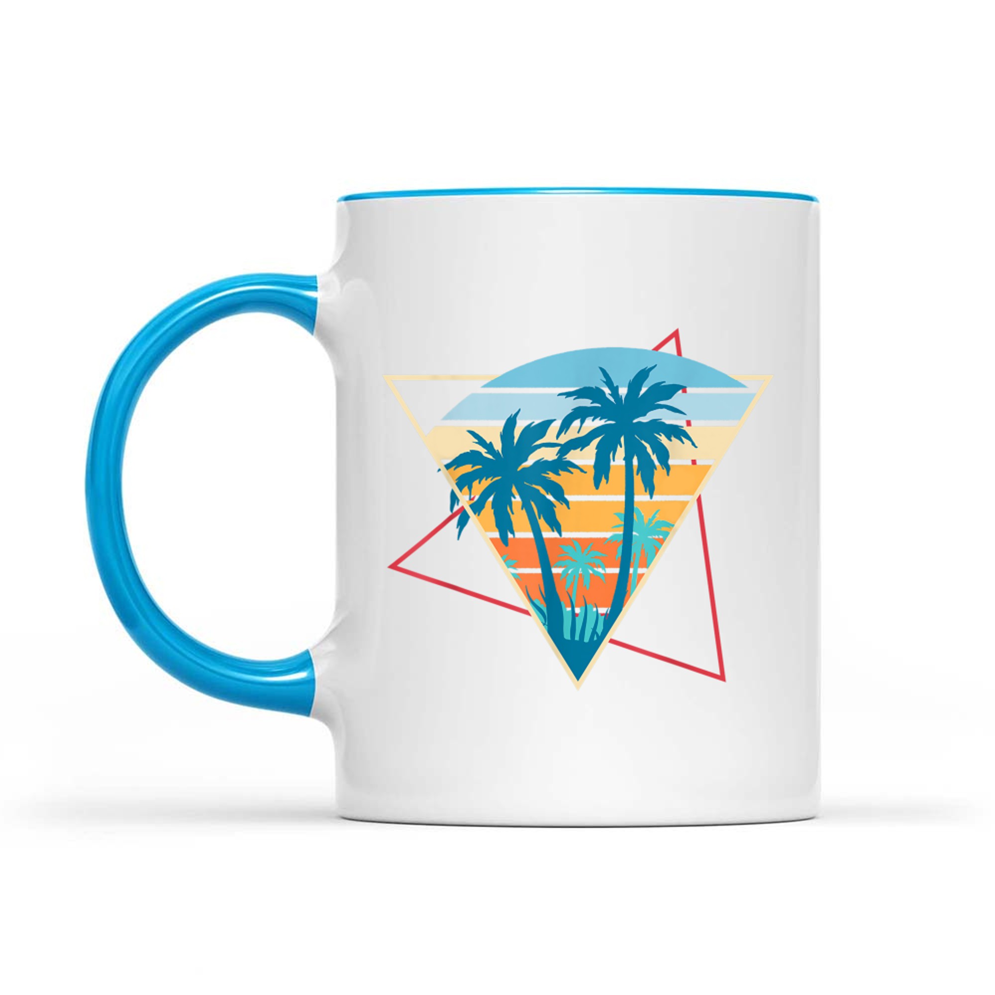 Retro Beach Sunset Vacation Palm Trees Tropical Summer Mug