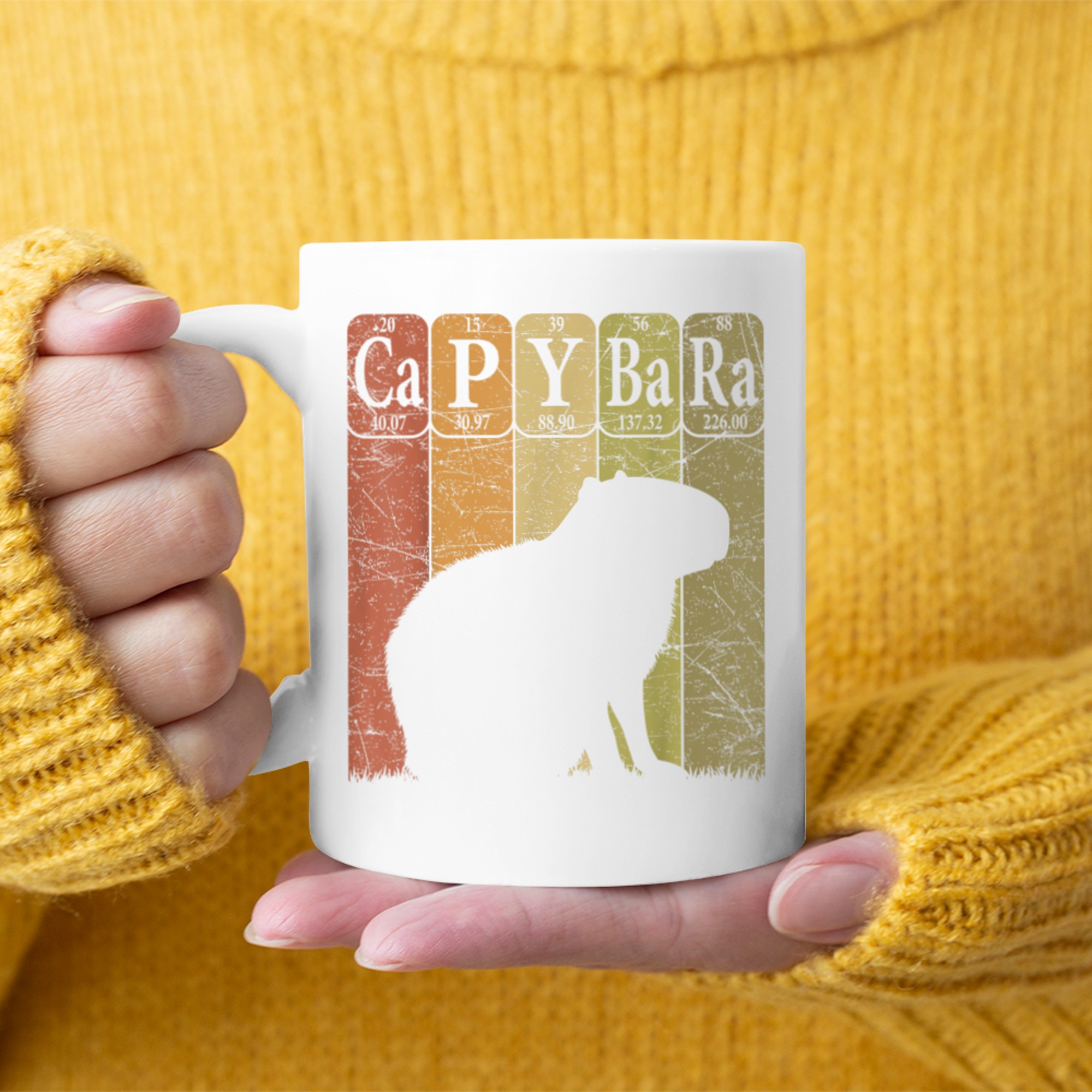 Retro Capybara Lover Periodic Table Chemistry Mug