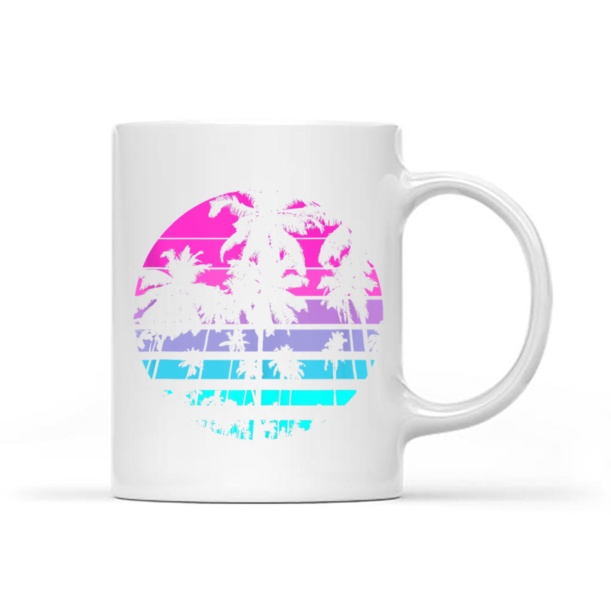 Retro Eighties 80s 90s Beach Style Design With Palm Trees Mug
