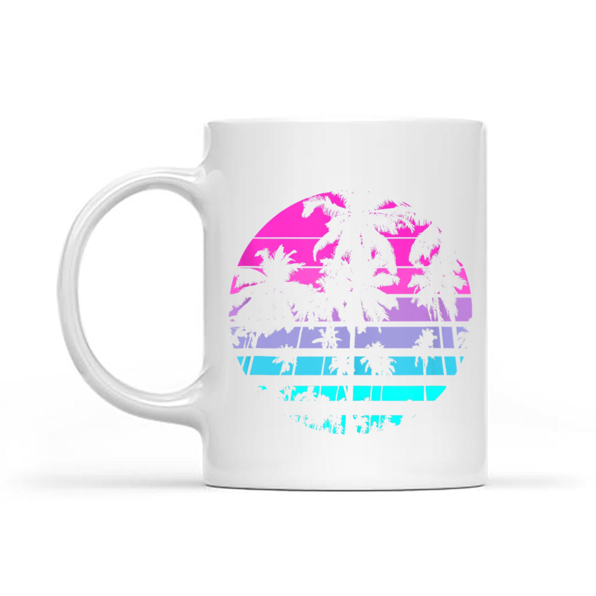 Retro Eighties 80s 90s Beach Style Design With Palm Trees Mug