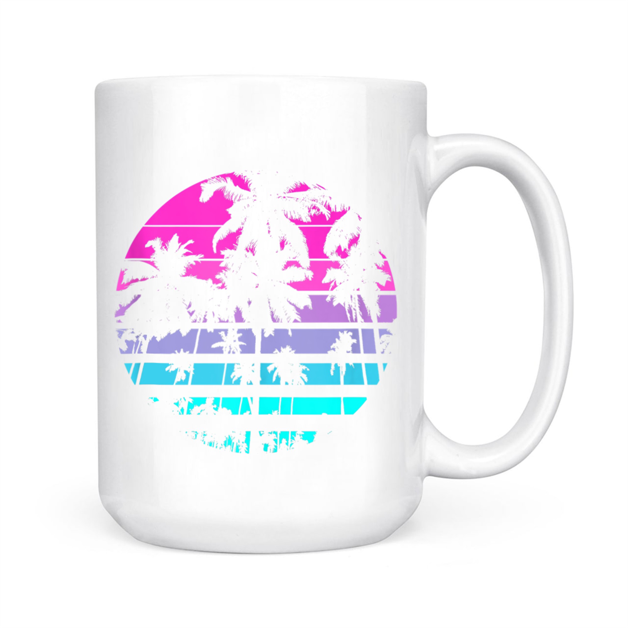 Retro Eighties 80s 90s Beach Style Design With Palm Trees Mug