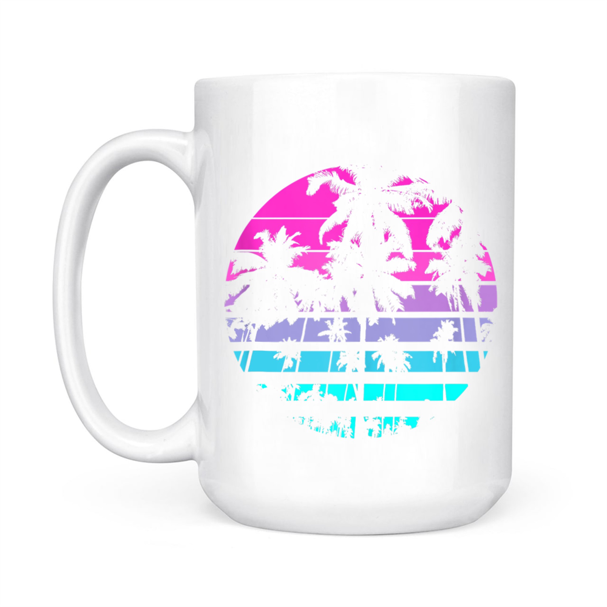 Retro Eighties 80s 90s Beach Style Design With Palm Trees Mug