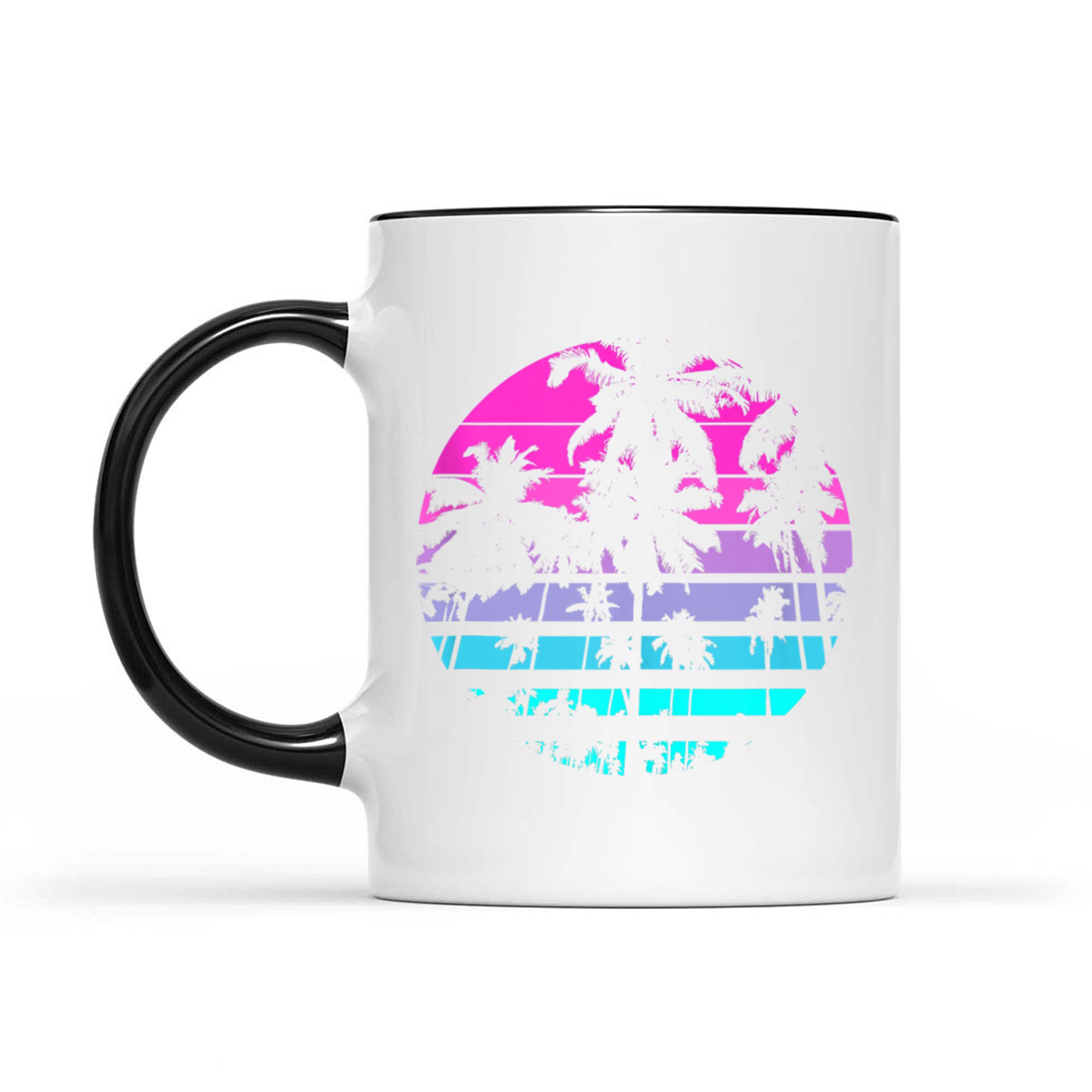 Retro Eighties 80s 90s Beach Style Design With Palm Trees Mug
