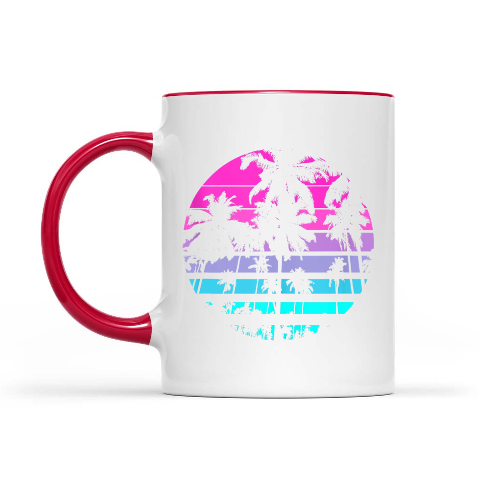 Retro Eighties 80s 90s Beach Style Design With Palm Trees Mug
