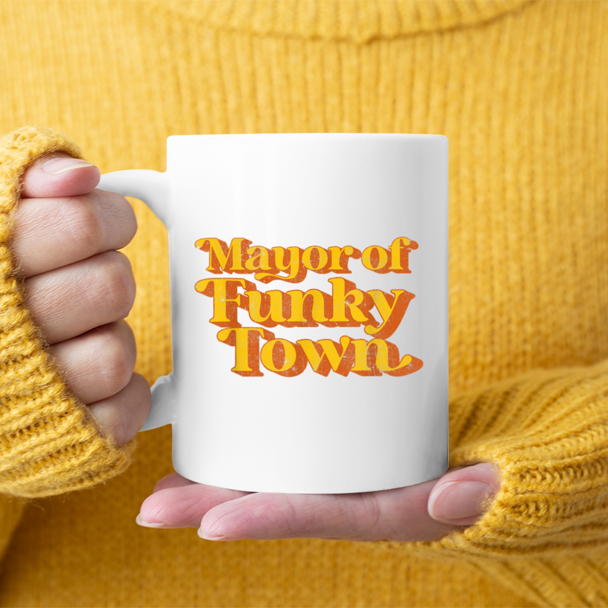 Retro Mayor Of Funky Town Funny Vintage 70's Disco Party Mug