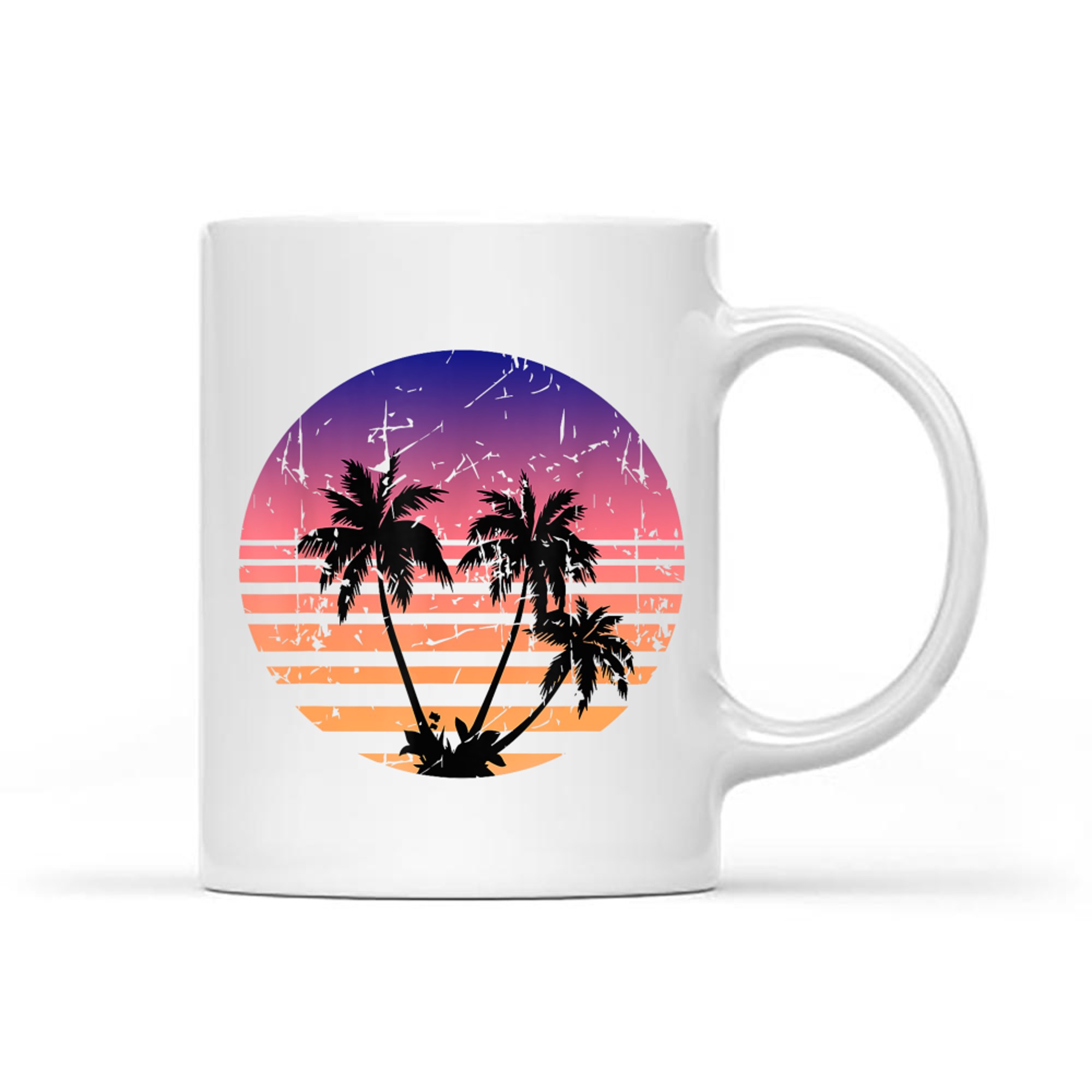 Retro Palm Trees Sunset Summer Vacation Beach Mug