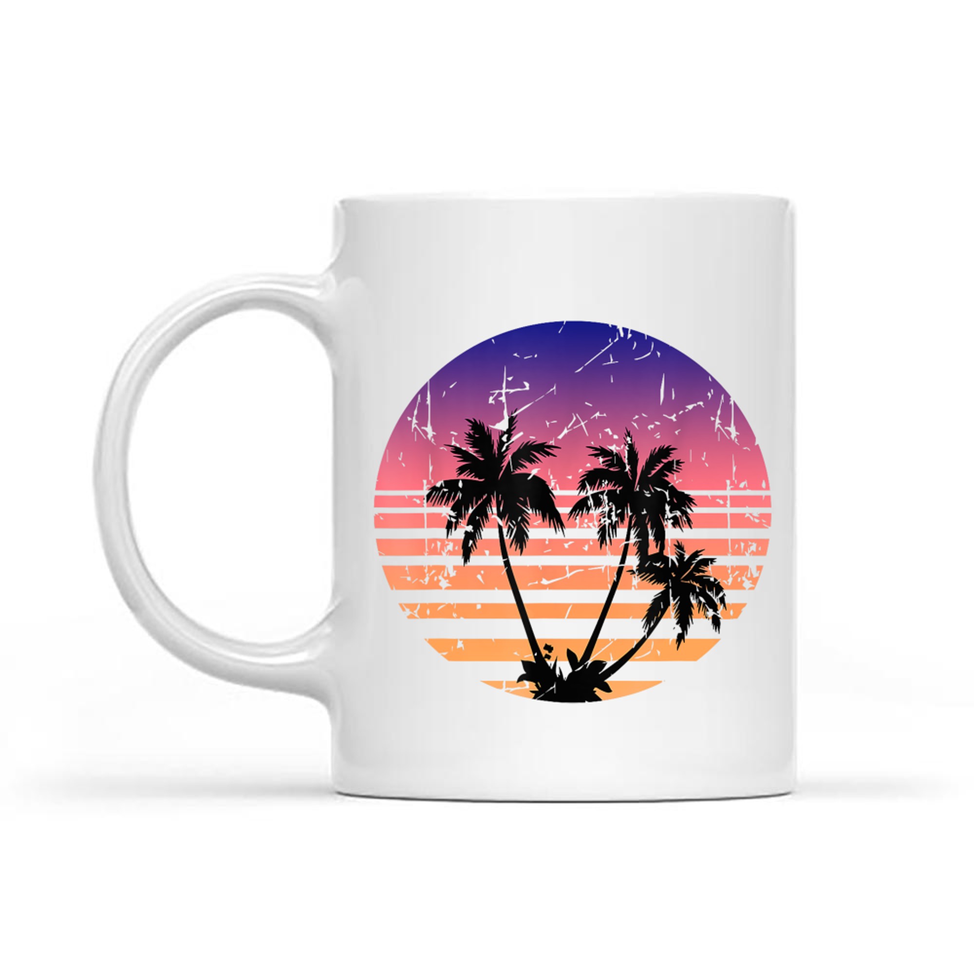 Retro Palm Trees Sunset Summer Vacation Beach Mug