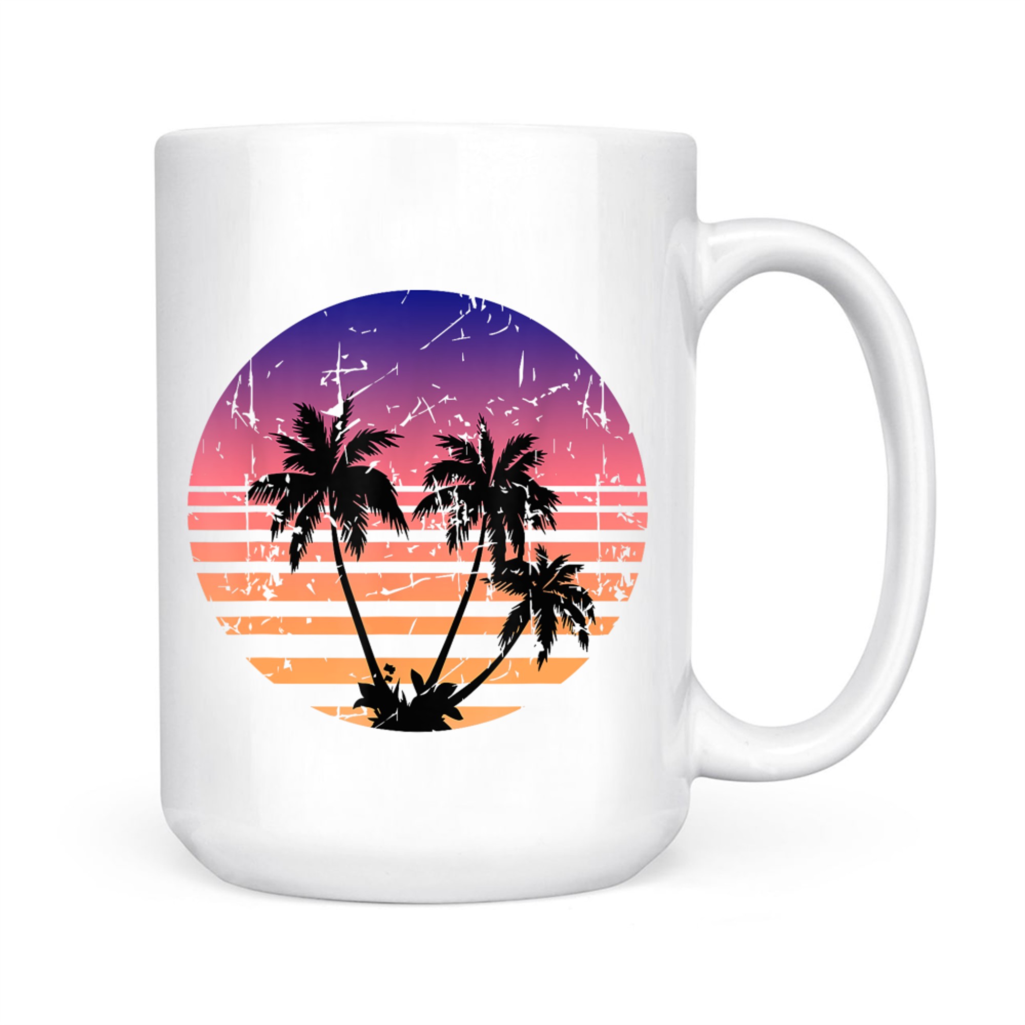 Retro Palm Trees Sunset Summer Vacation Beach Mug