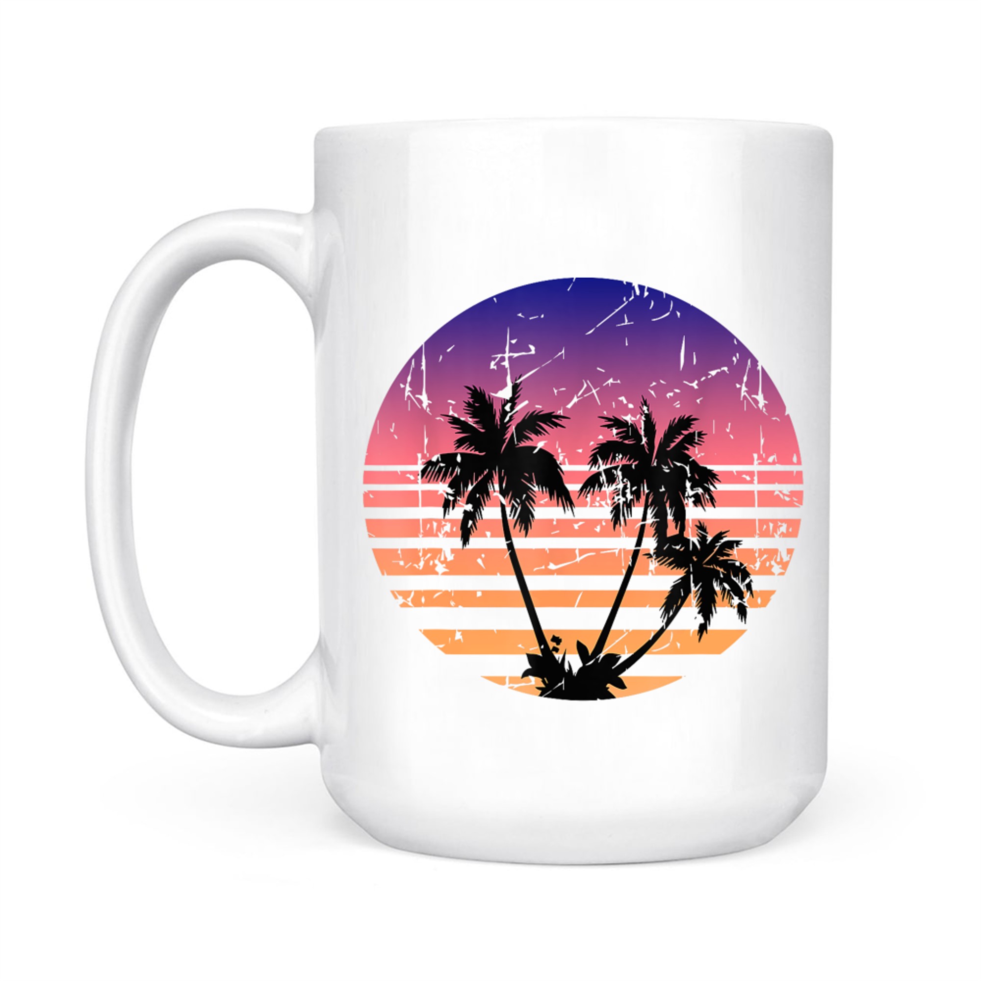 Retro Palm Trees Sunset Summer Vacation Beach Mug