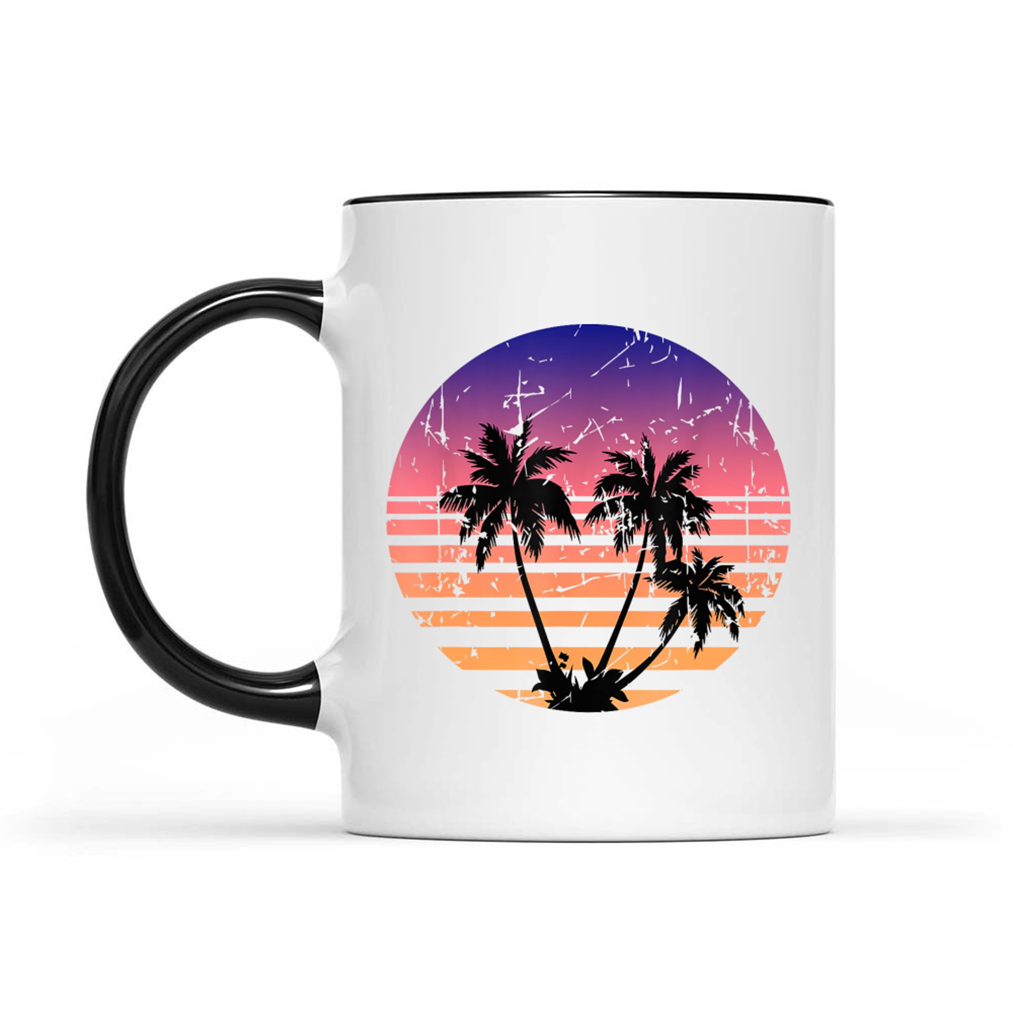 Retro Palm Trees Sunset Summer Vacation Beach Mug