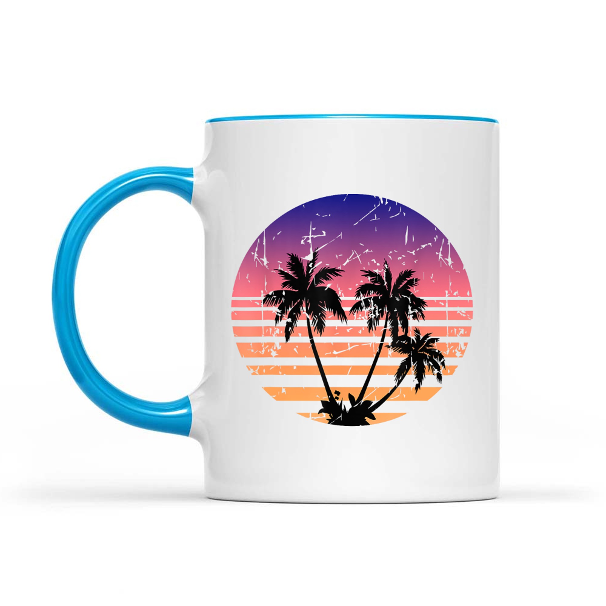 Retro Palm Trees Sunset Summer Vacation Beach Mug