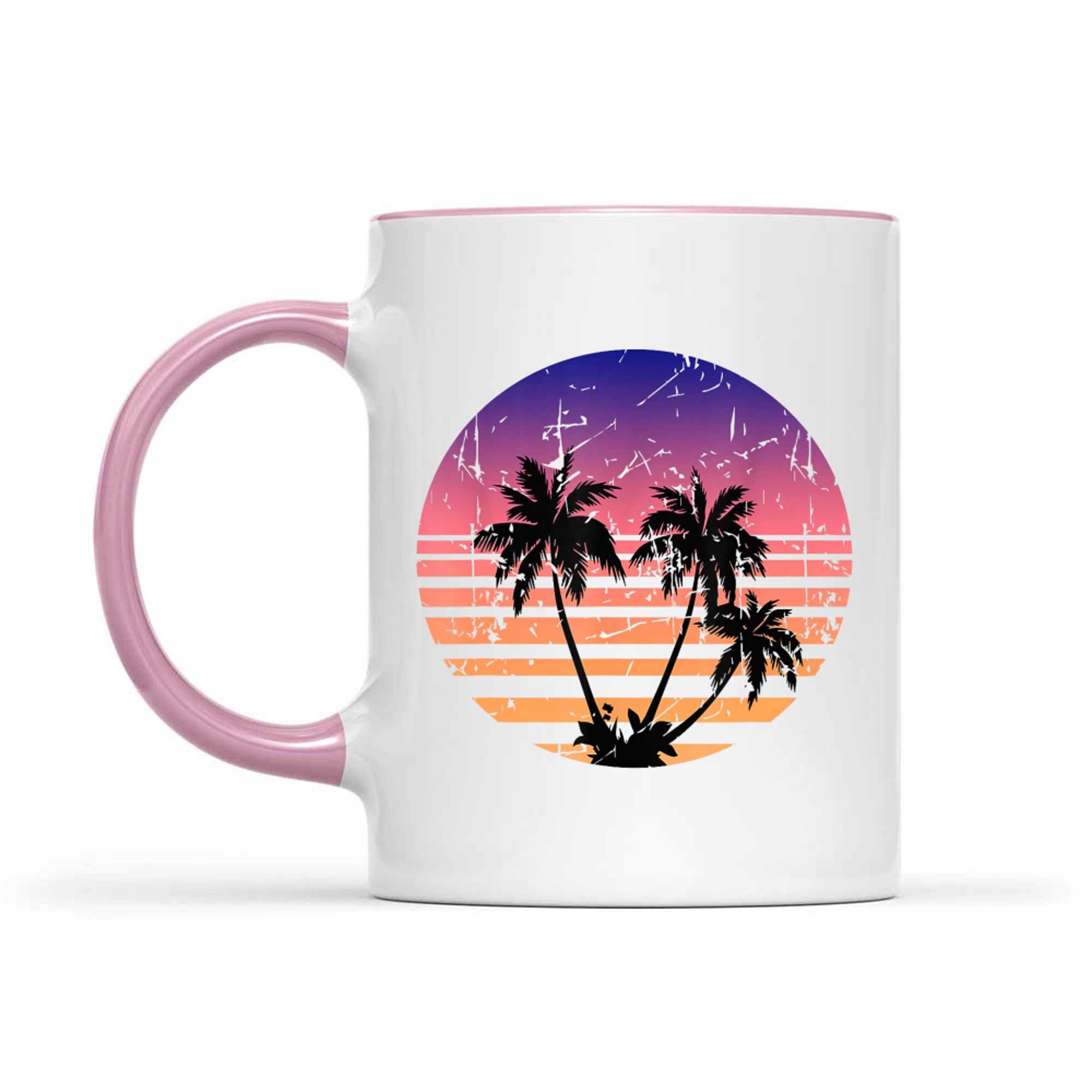 Retro Palm Trees Sunset Summer Vacation Beach Mug