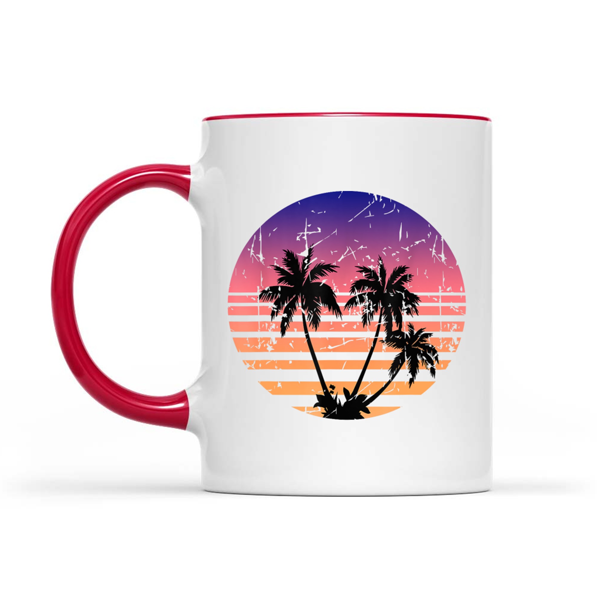 Retro Palm Trees Sunset Summer Vacation Beach Mug