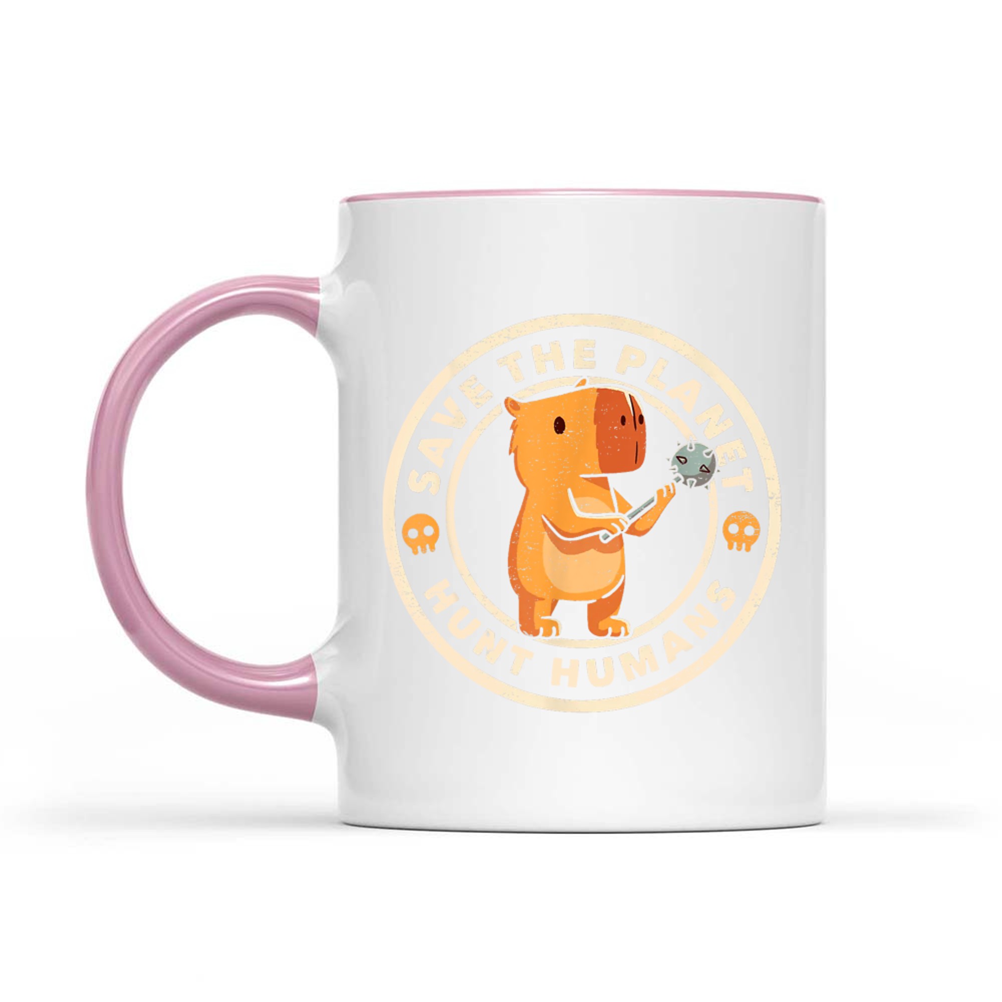 Save The Planet Hunt Humans Funny Capybara Dark Humor Meme Mug