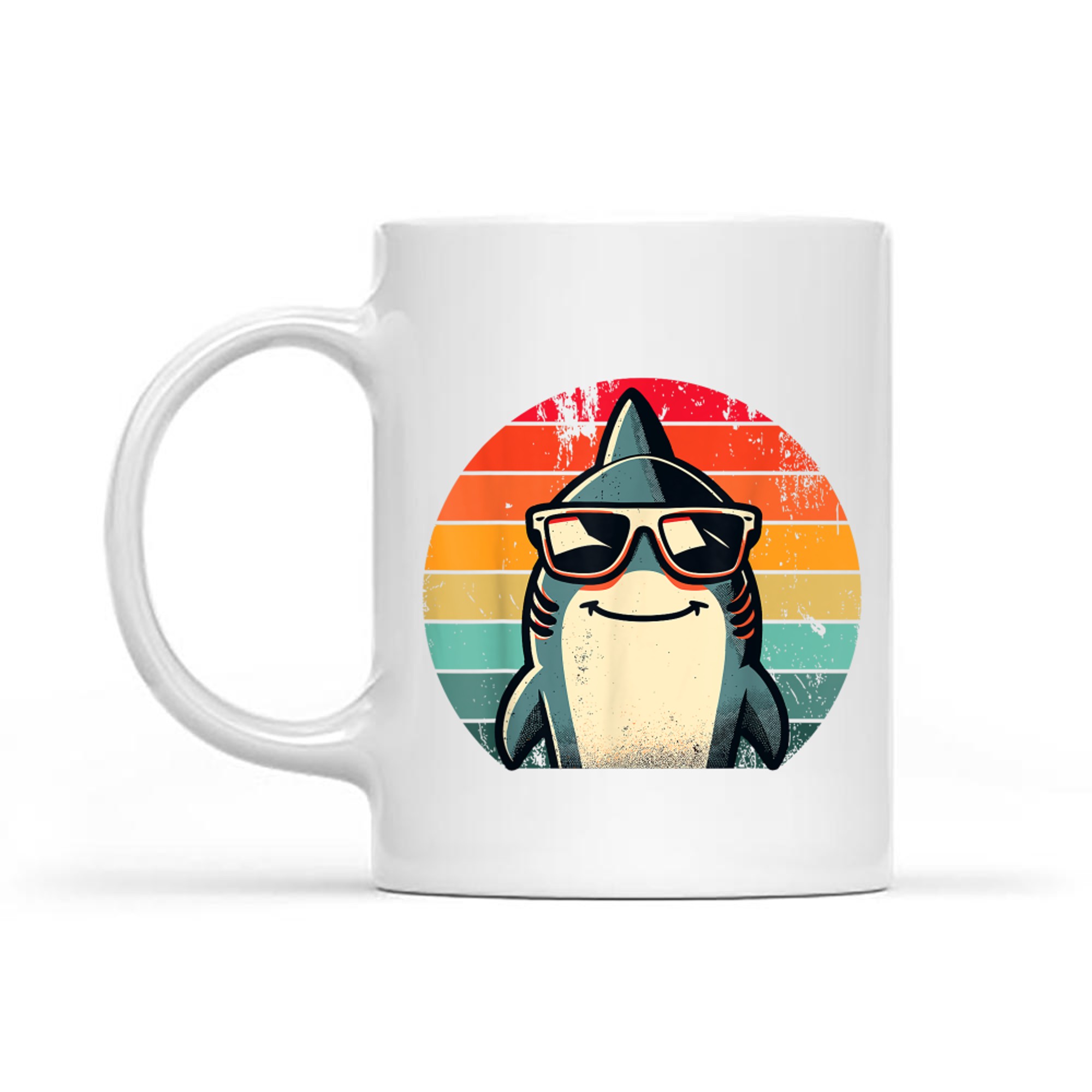 Shark in Sunglasses Cool Retro 70s 80s 90s Funny Shark Mug