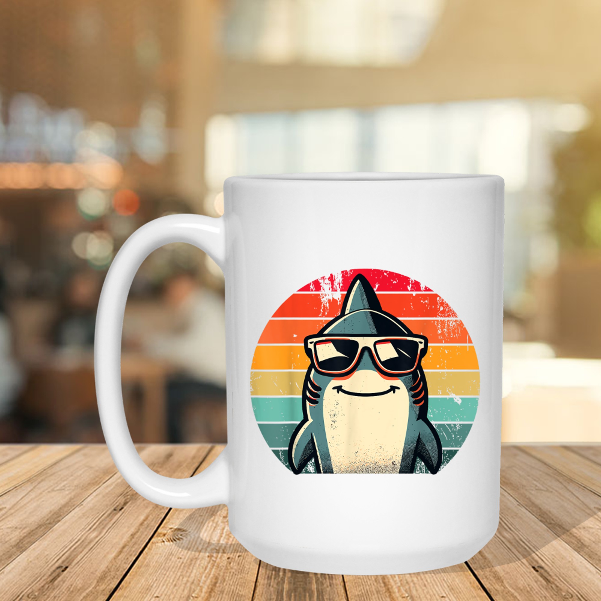 Shark in Sunglasses Cool Retro 70s 80s 90s Funny Shark Mug