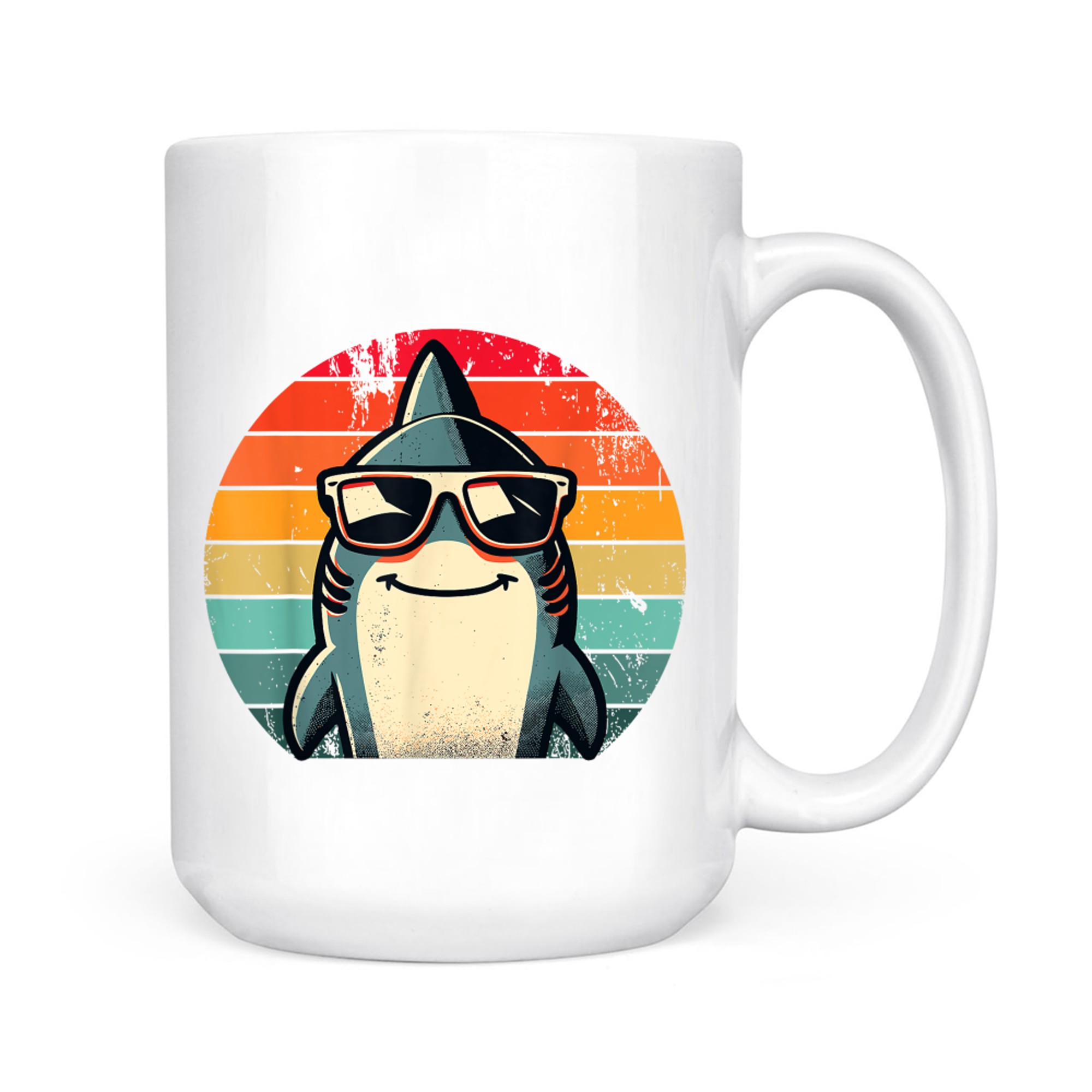 Shark in Sunglasses Cool Retro 70s 80s 90s Funny Shark Mug