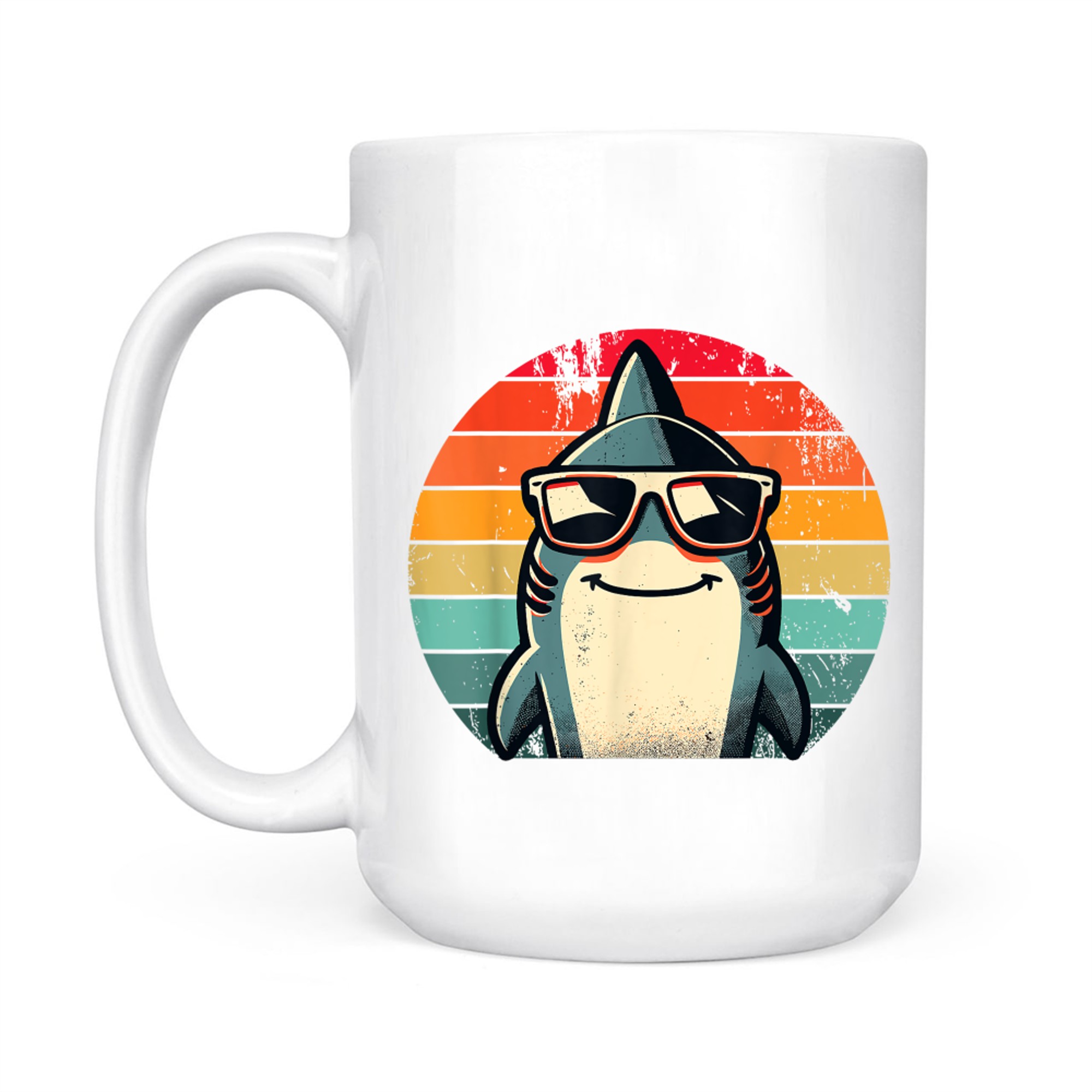 Shark in Sunglasses Cool Retro 70s 80s 90s Funny Shark Mug
