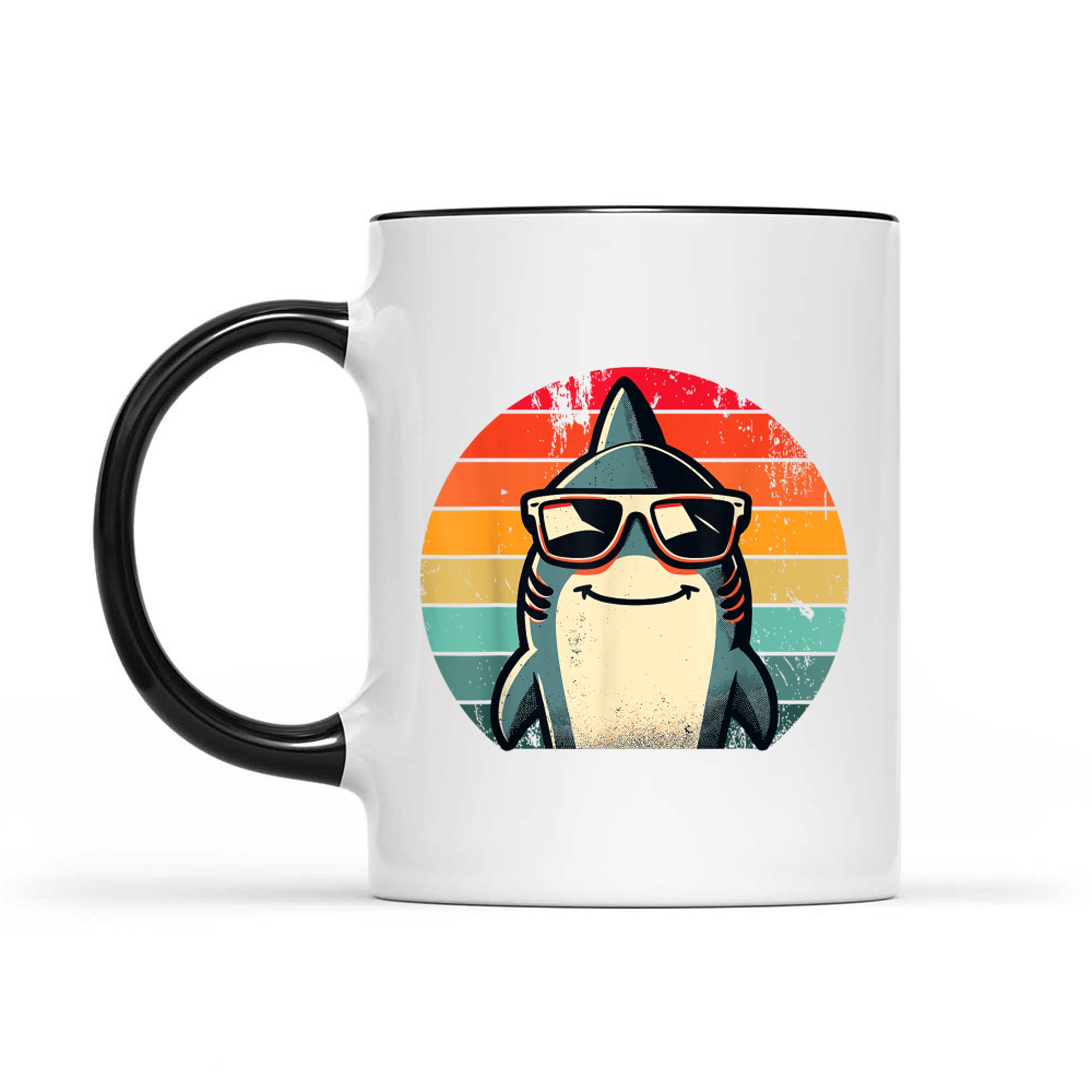 Shark in Sunglasses Cool Retro 70s 80s 90s Funny Shark Mug