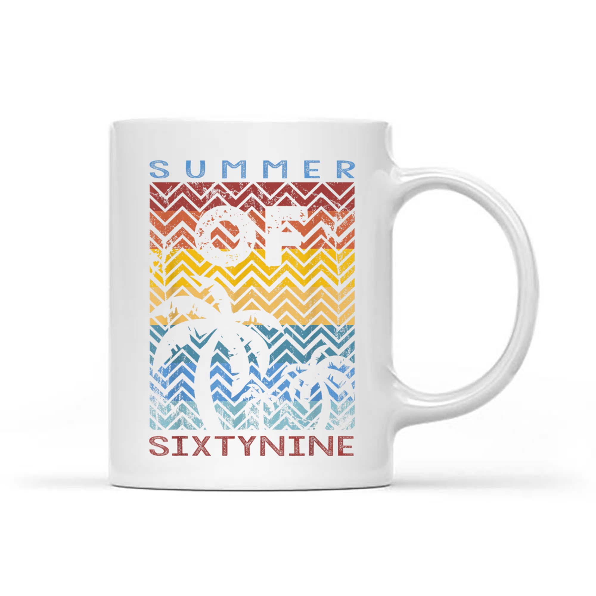 Summer Of Retro Sunset Palm Trees Vintage 50th Birthday Mug