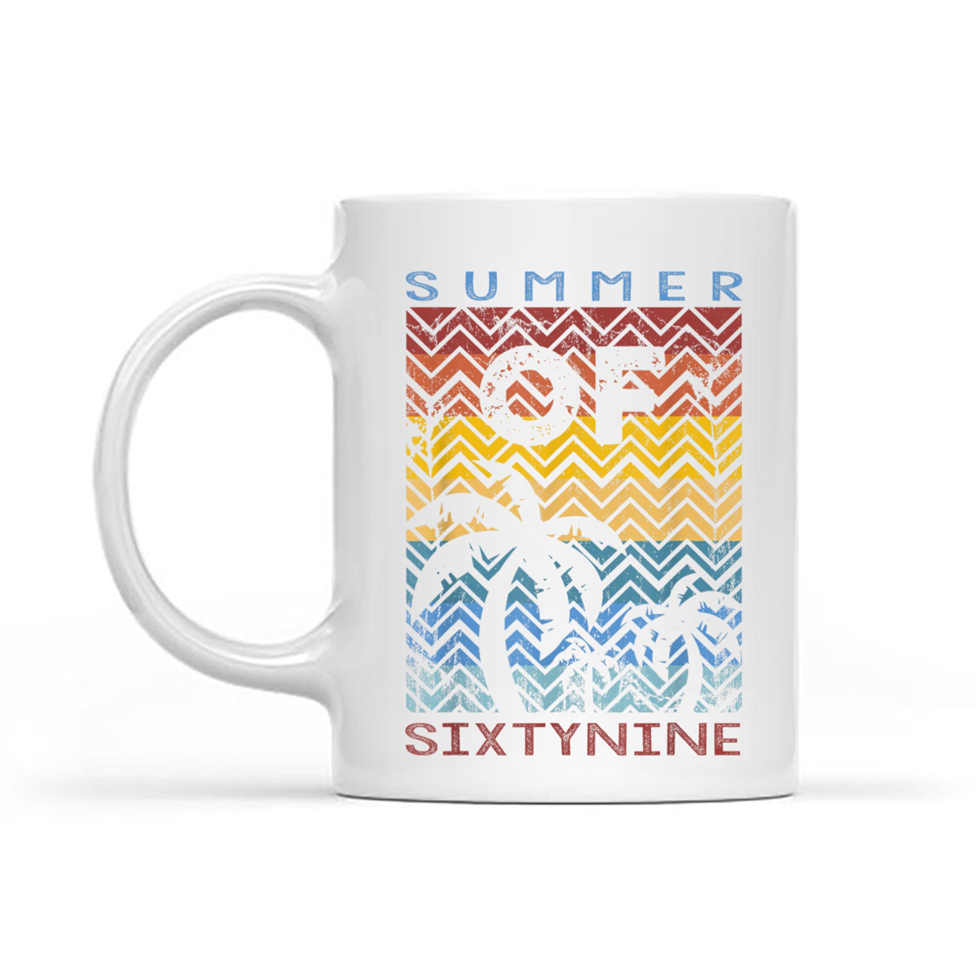 Summer Of Retro Sunset Palm Trees Vintage 50th Birthday Mug