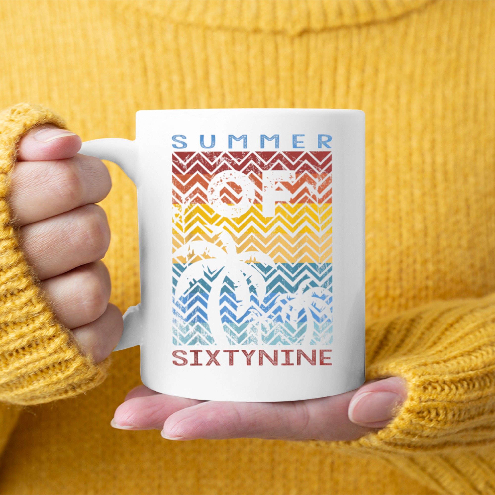 Summer Of Retro Sunset Palm Trees Vintage 50th Birthday Mug