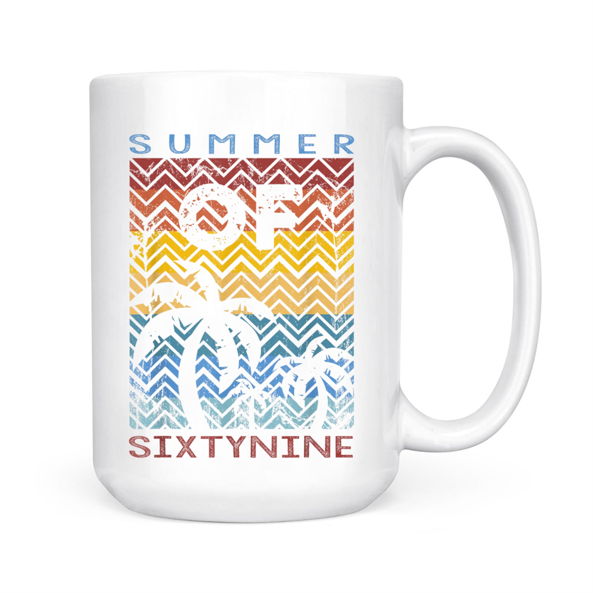 Summer Of Retro Sunset Palm Trees Vintage 50th Birthday Mug