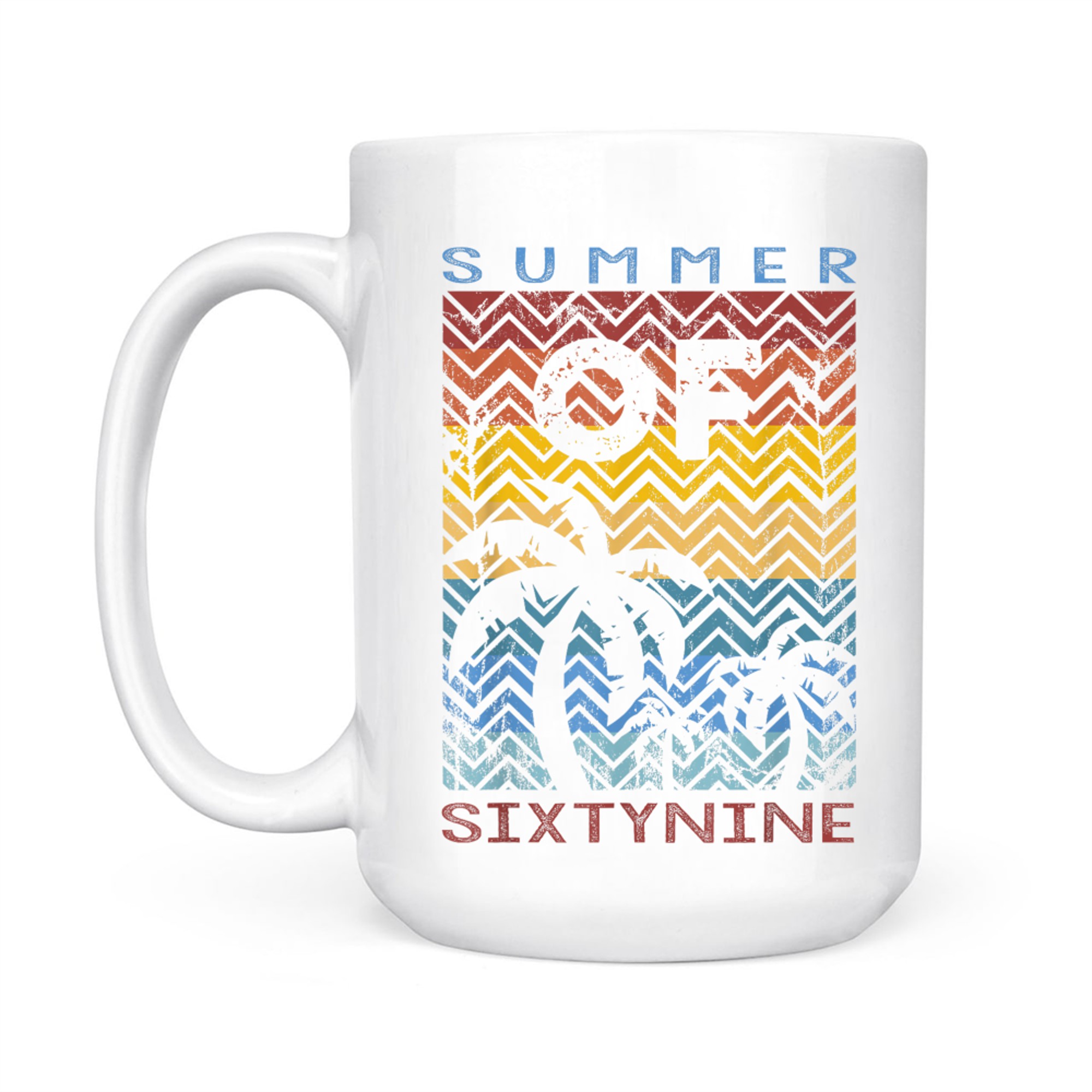 Summer Of Retro Sunset Palm Trees Vintage 50th Birthday Mug