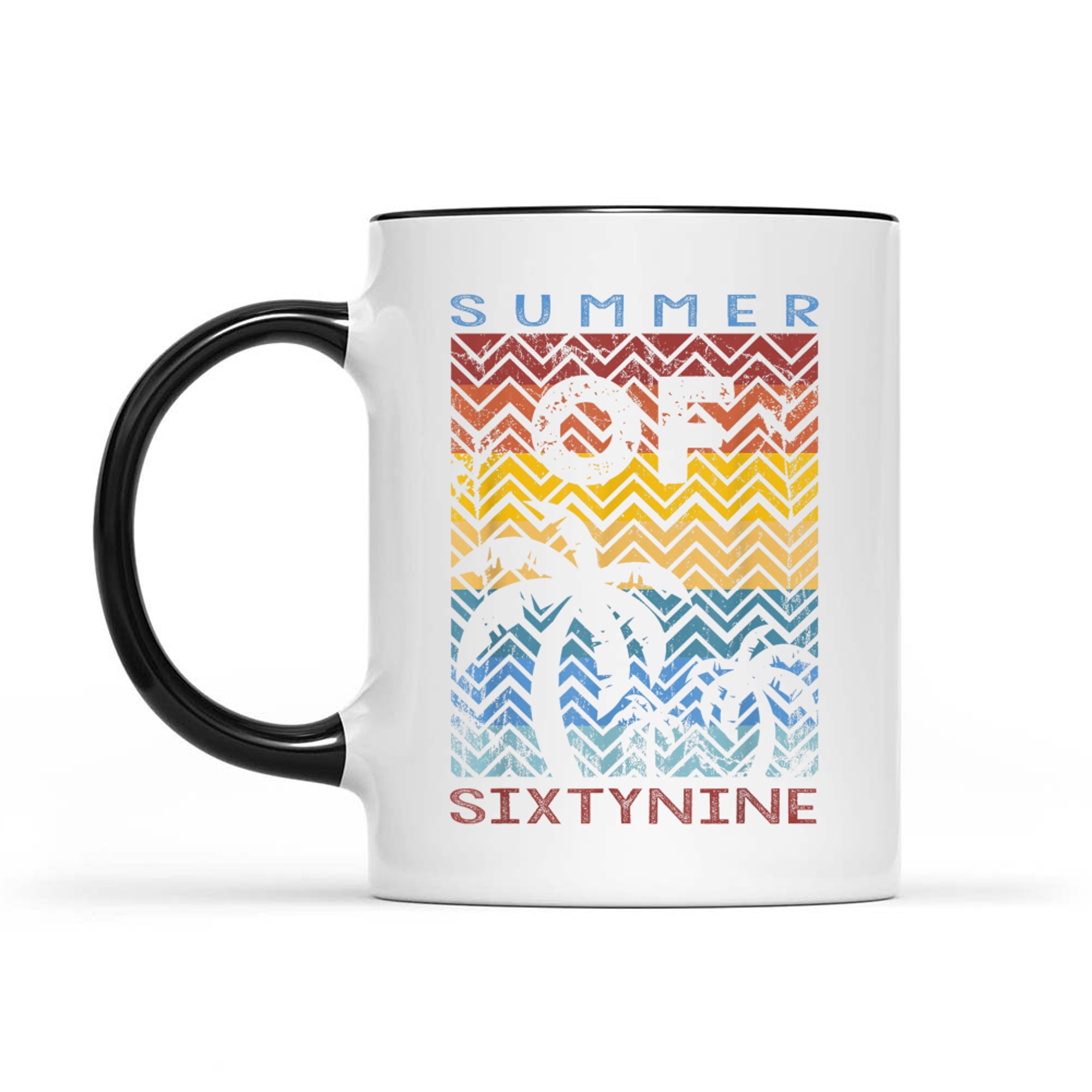Summer Of Retro Sunset Palm Trees Vintage 50th Birthday Mug