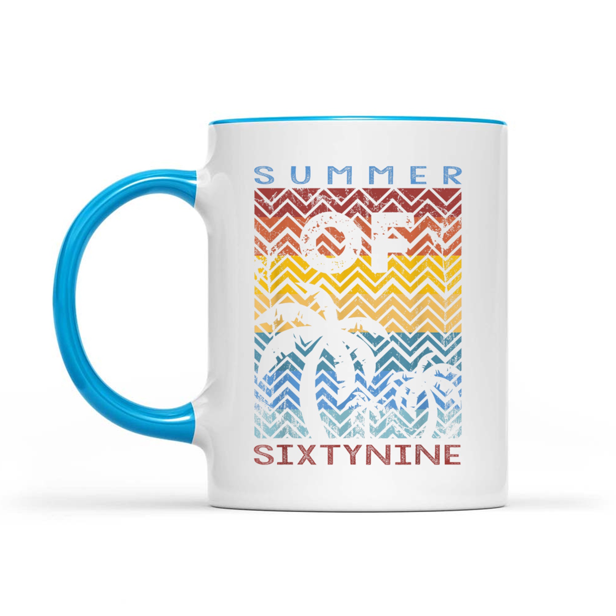 Summer Of Retro Sunset Palm Trees Vintage 50th Birthday Mug