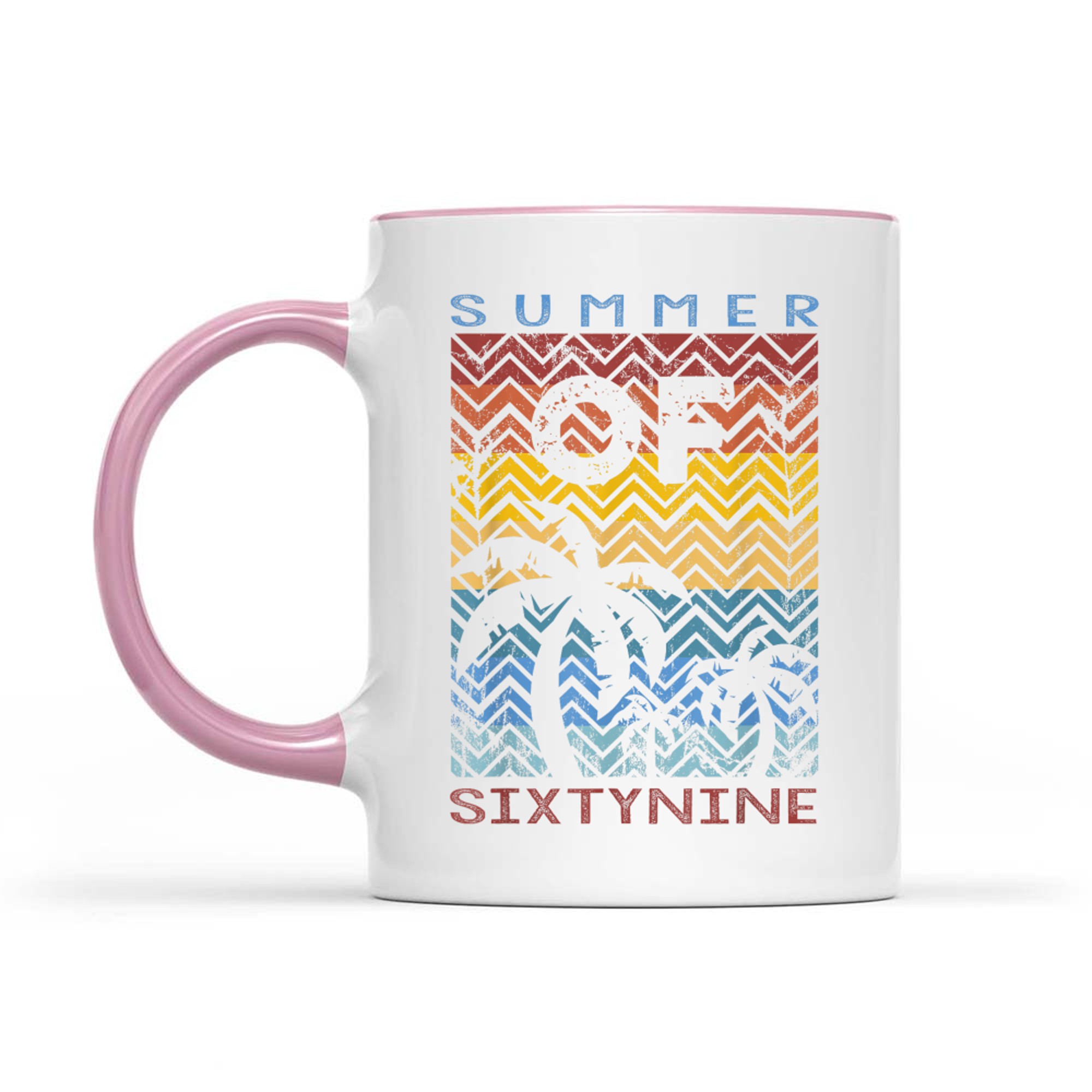 Summer Of Retro Sunset Palm Trees Vintage 50th Birthday Mug