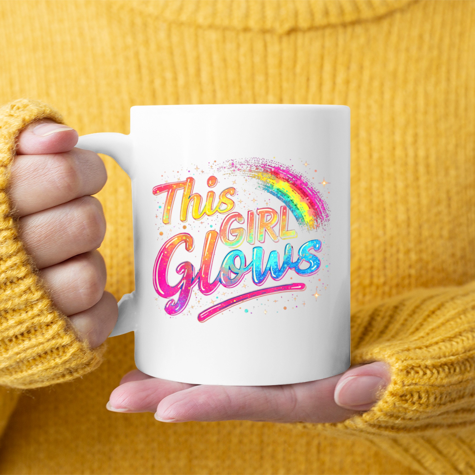 This Girl Glows For Kids Tie Dye Bright Colors 80s And 90s Mug