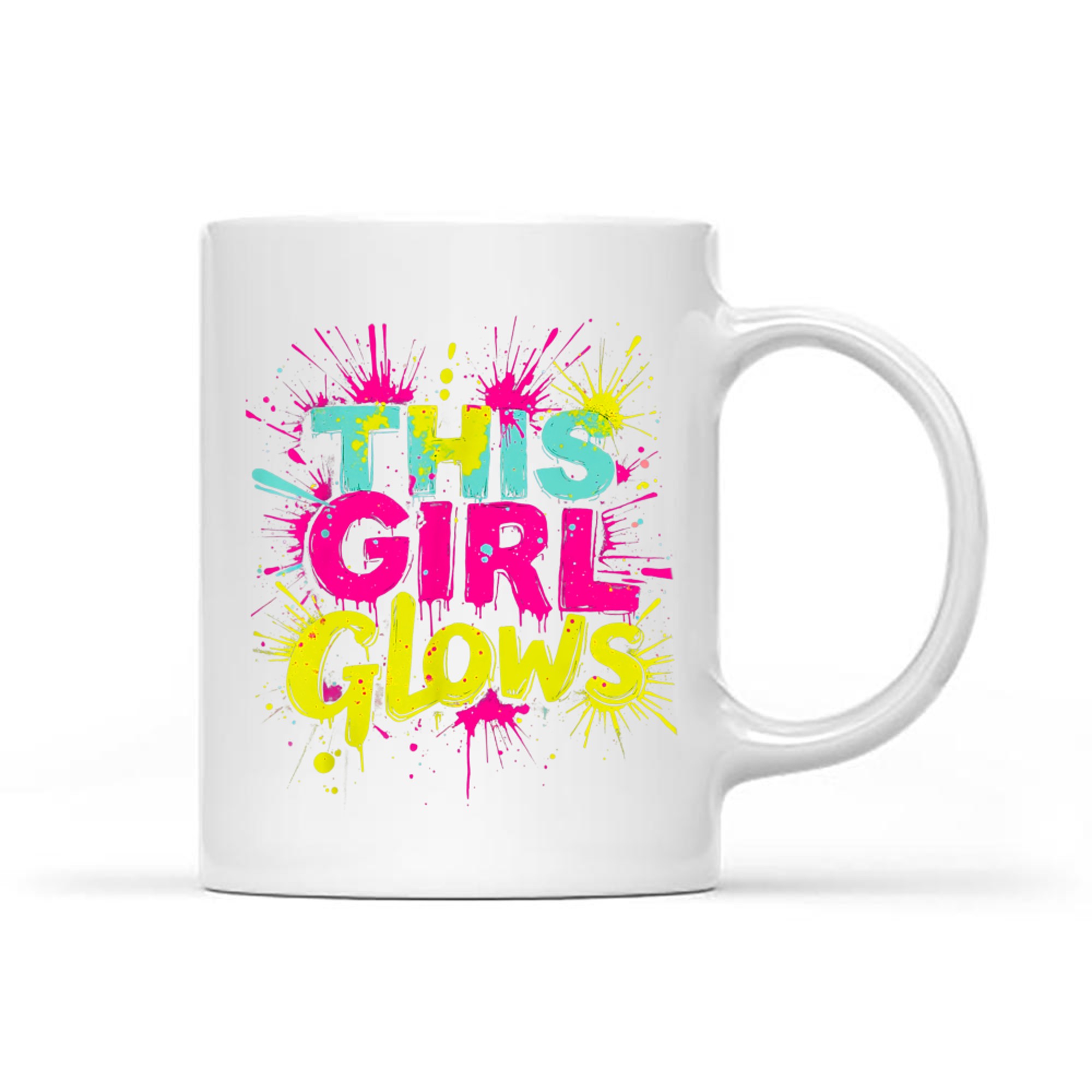 This Girl Glows Retro Tie Dye Neon Bright Colors 80s 90s Aesthetic Mug