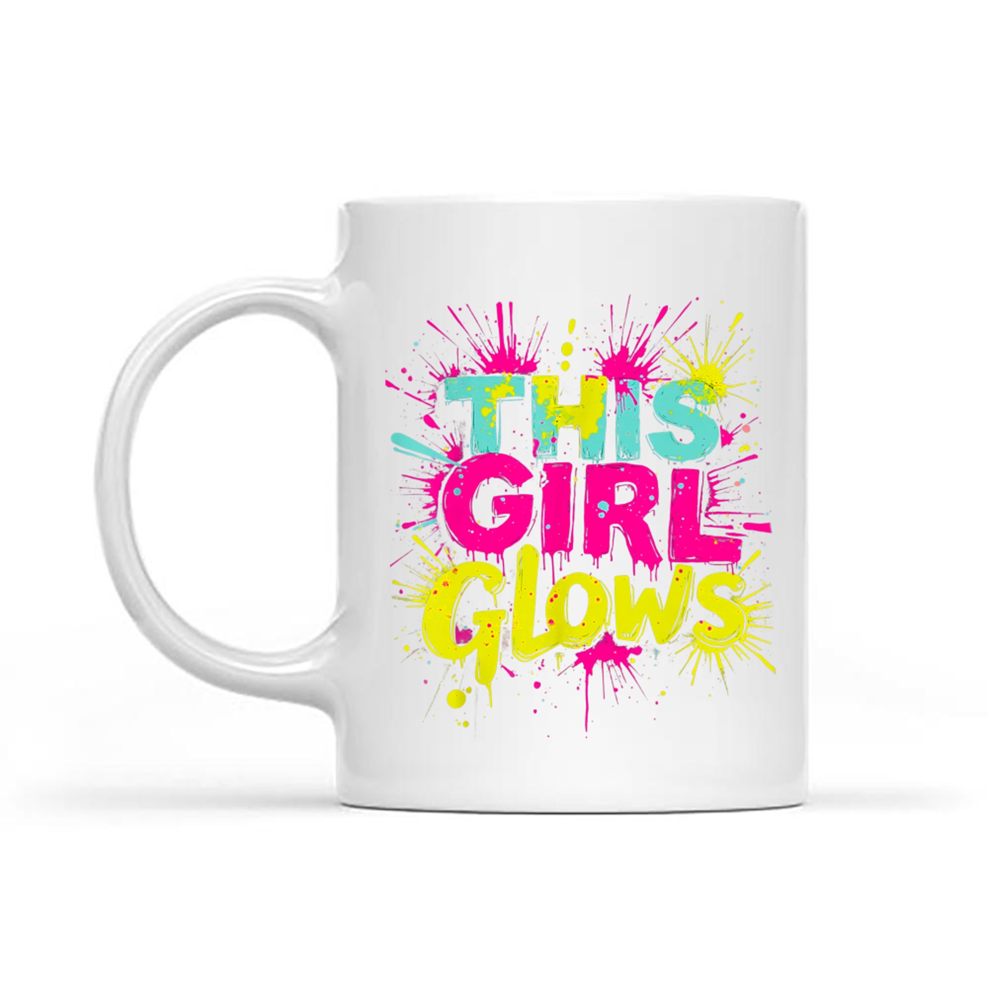 This Girl Glows Retro Tie Dye Neon Bright Colors 80s 90s Aesthetic Mug