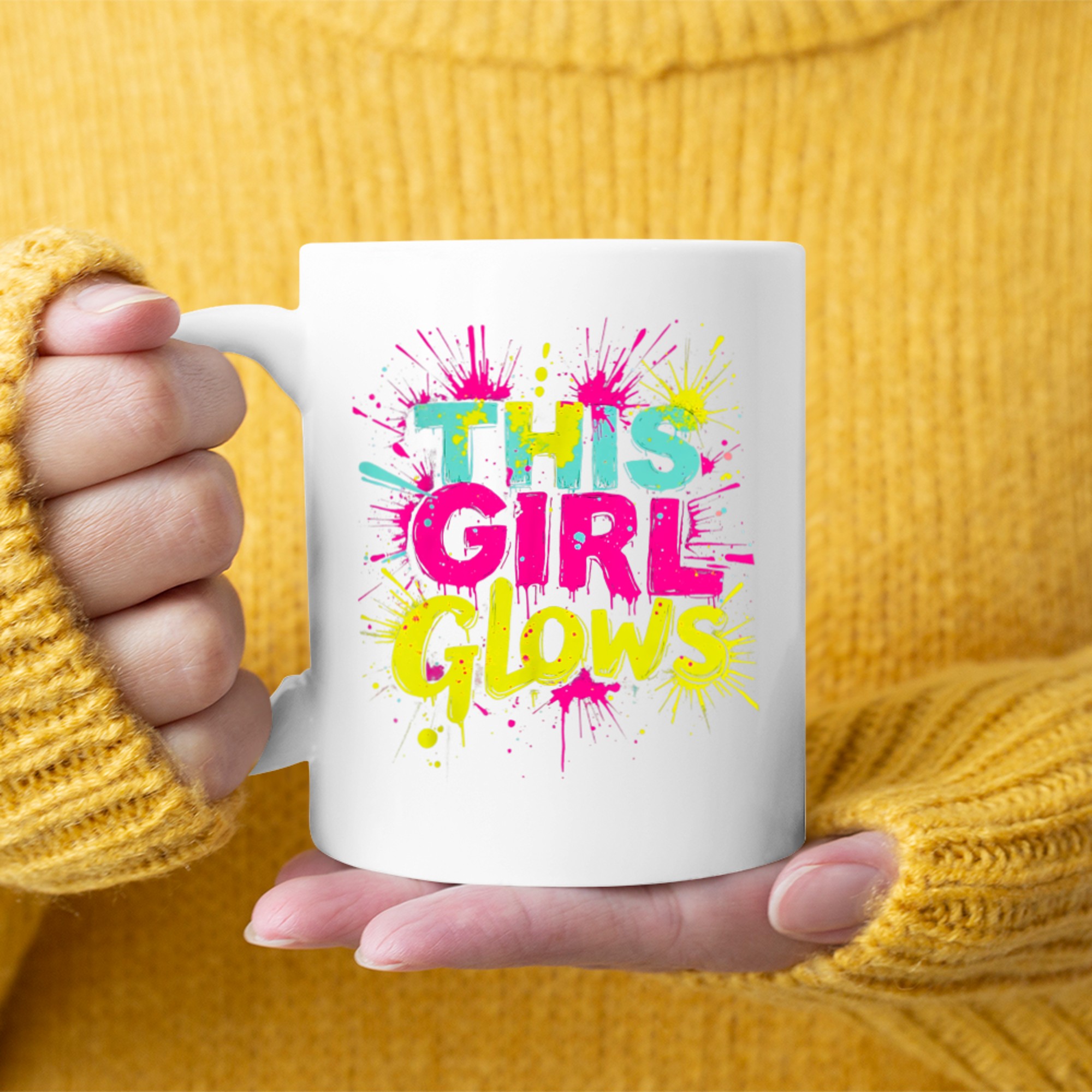 This Girl Glows Retro Tie Dye Neon Bright Colors 80s 90s Aesthetic Mug