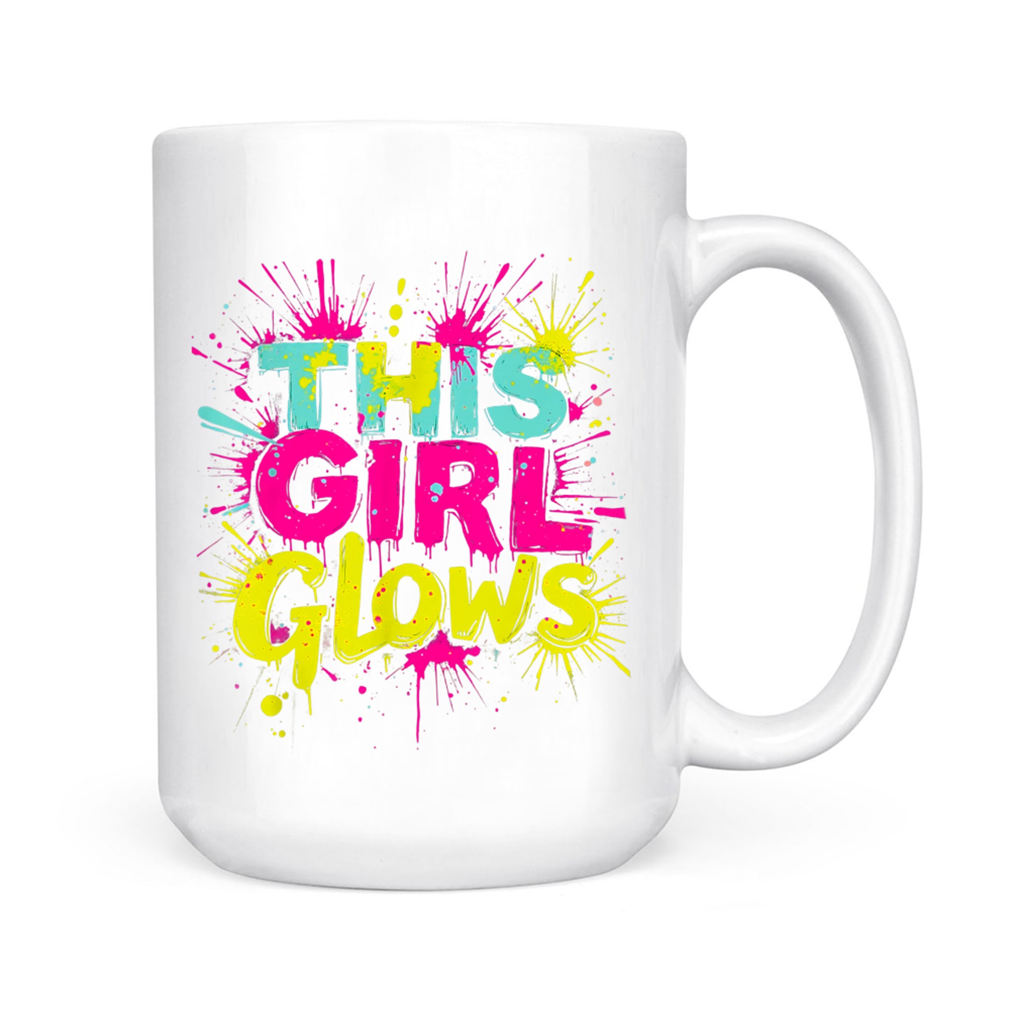 This Girl Glows Retro Tie Dye Neon Bright Colors 80s 90s Aesthetic Mug