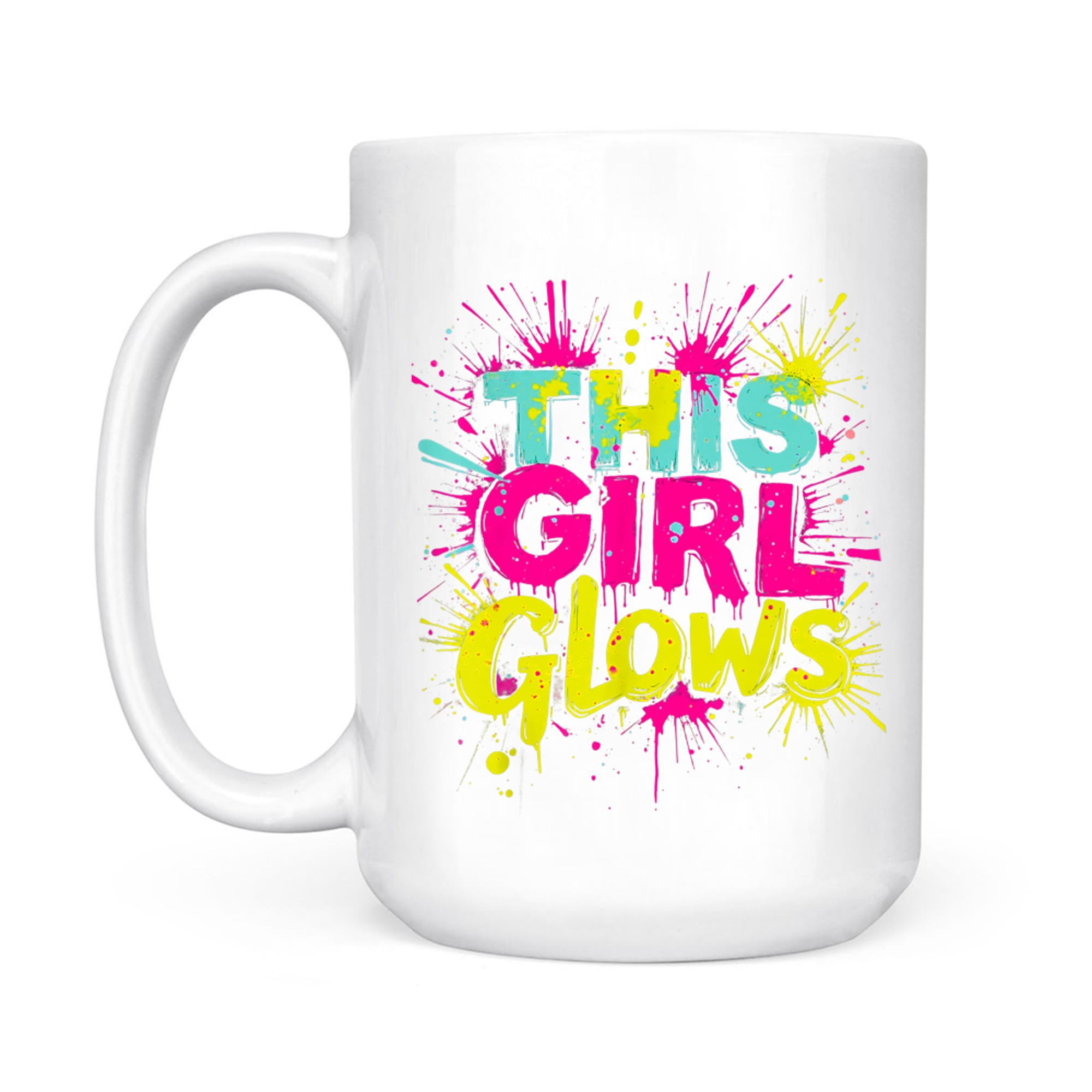 This Girl Glows Retro Tie Dye Neon Bright Colors 80s 90s Aesthetic Mug
